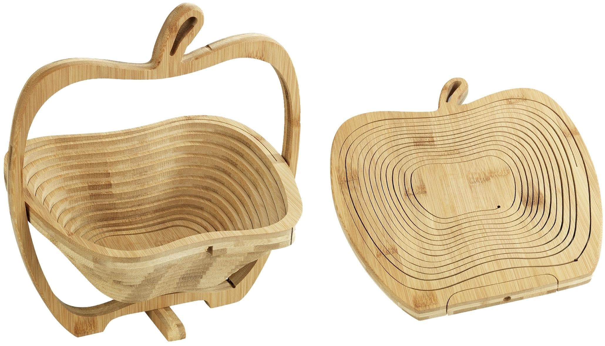 Maximex Obstschale Bambus Beige Faltbarer Obstkorb