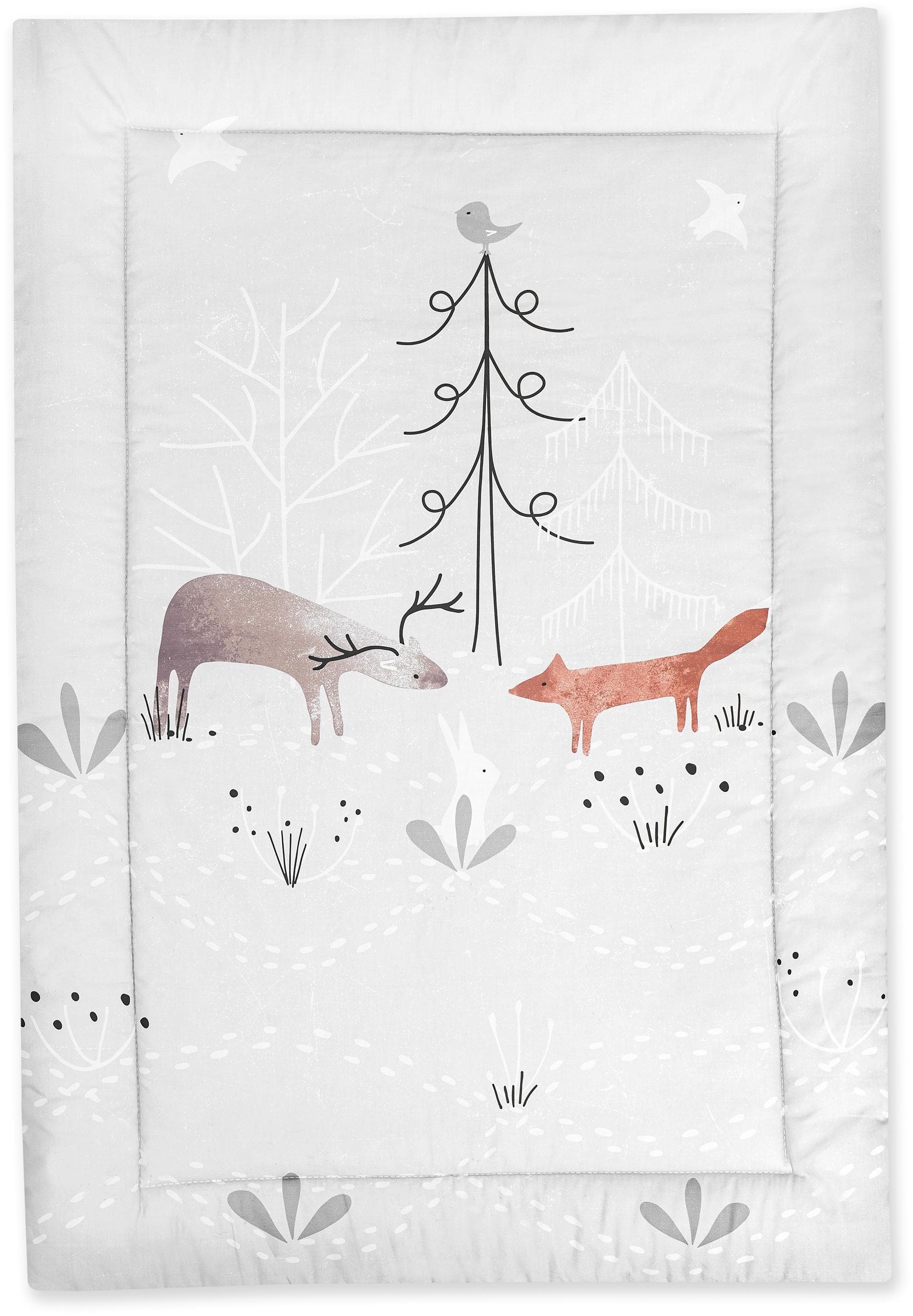 Julius Zöllner Krabbeldecke Woodlife Grau Wald-Motiv