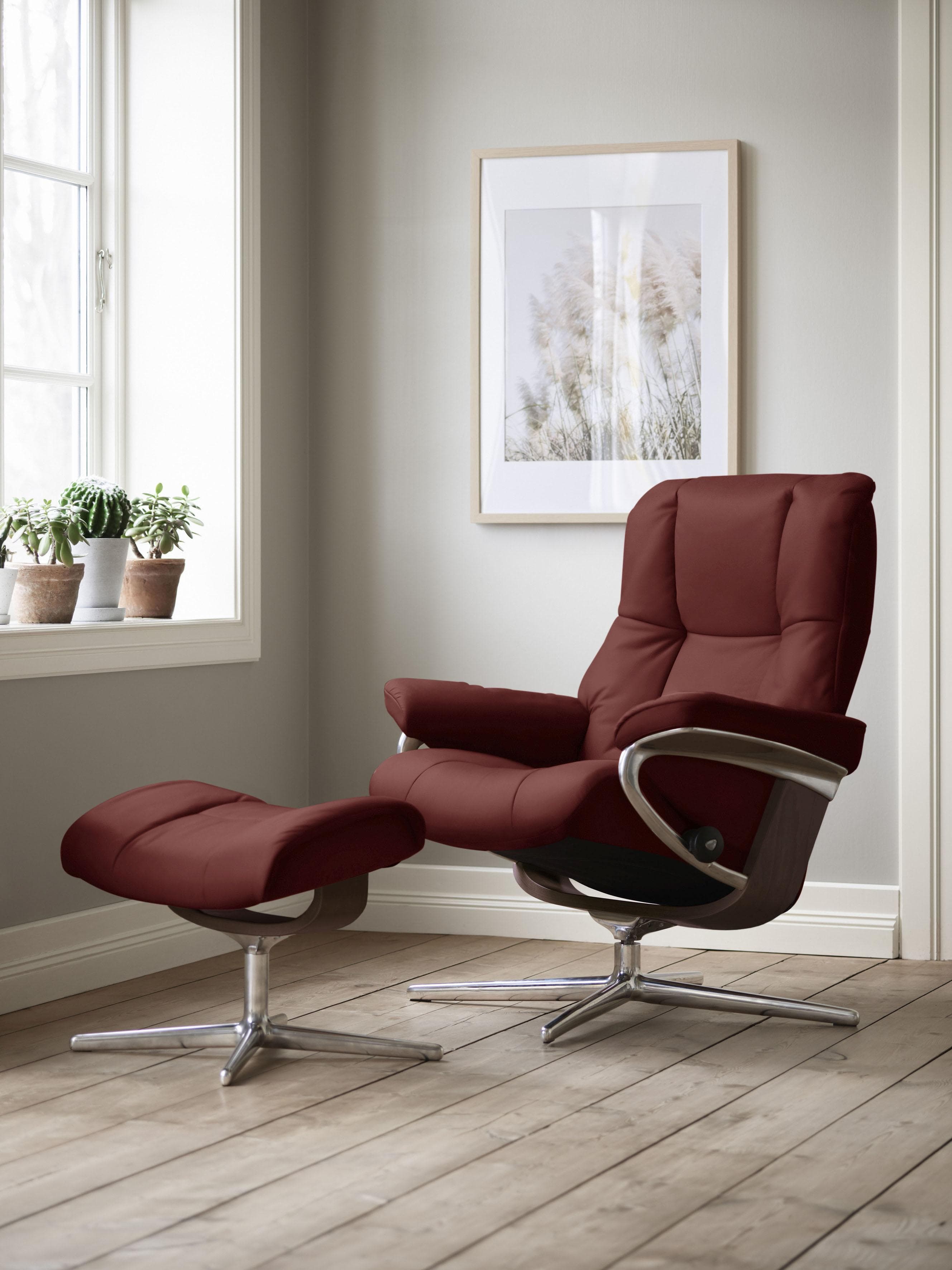 Stressless Mayfair Relaxsessel Rot Microfaser mit Hocker Cross Base