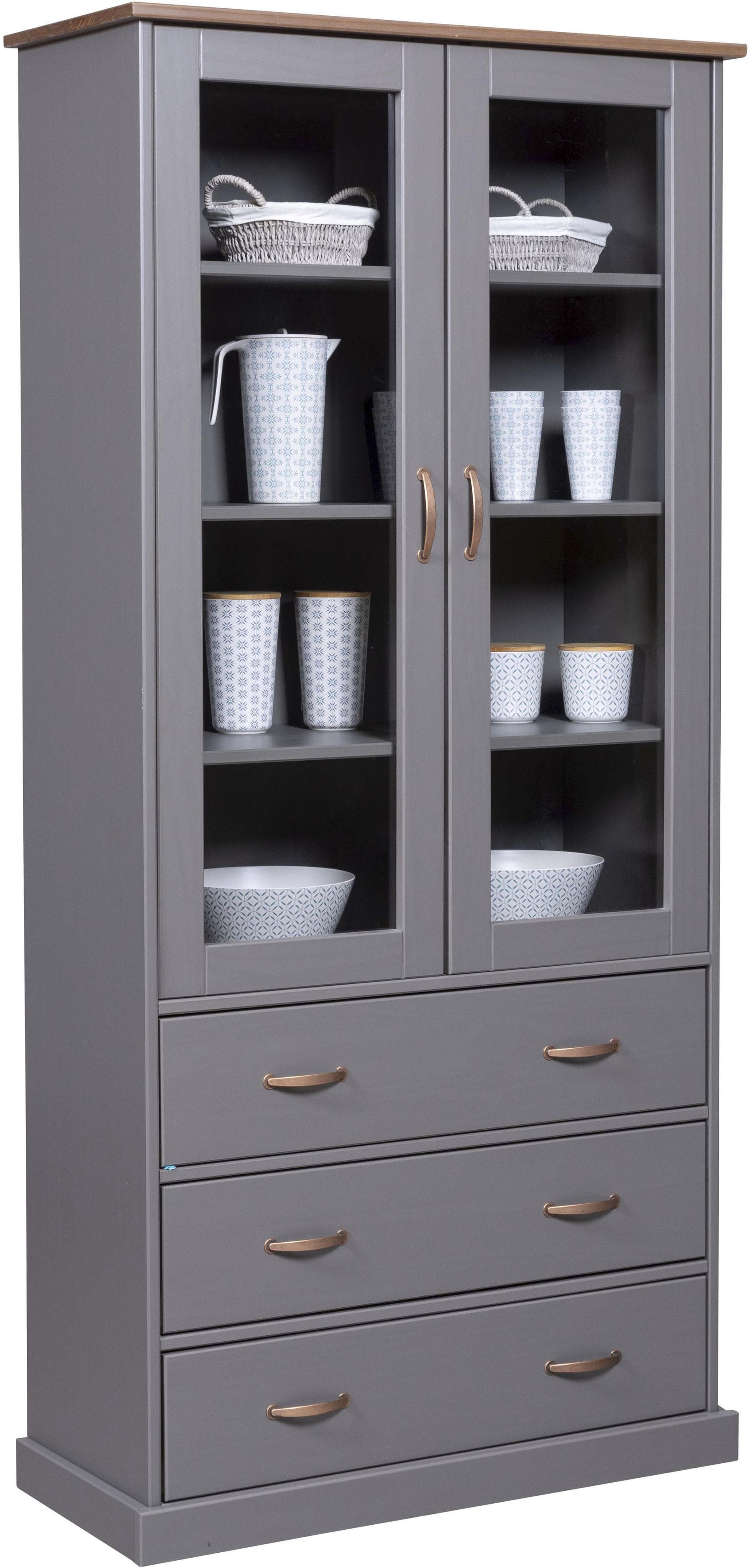 Buffet INTER LINK Weiß Massivholz mit Glastüren