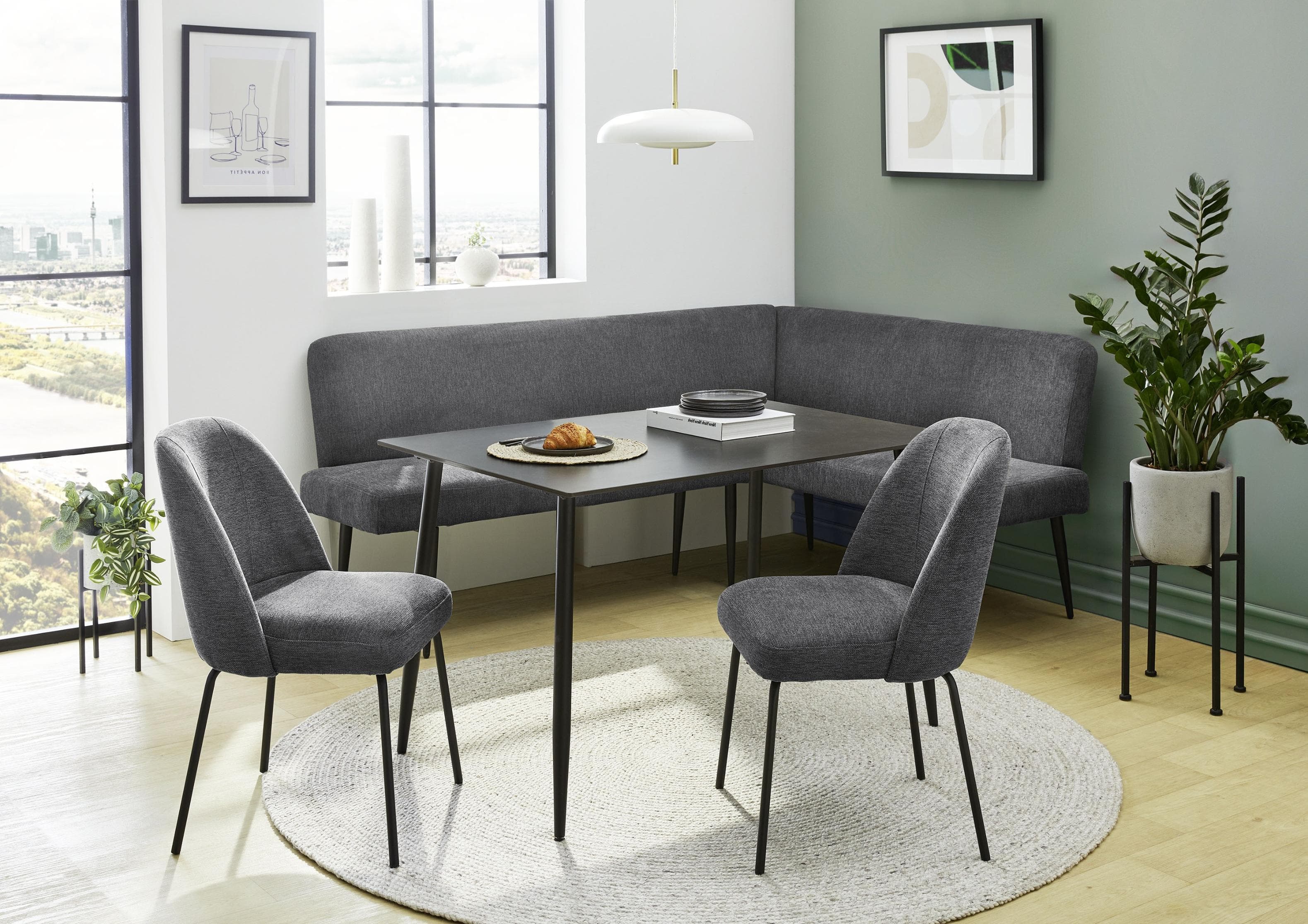 OTTO HOME Eckbankgruppe Melvin Tisch Schwarz Eckbank Anthrazit