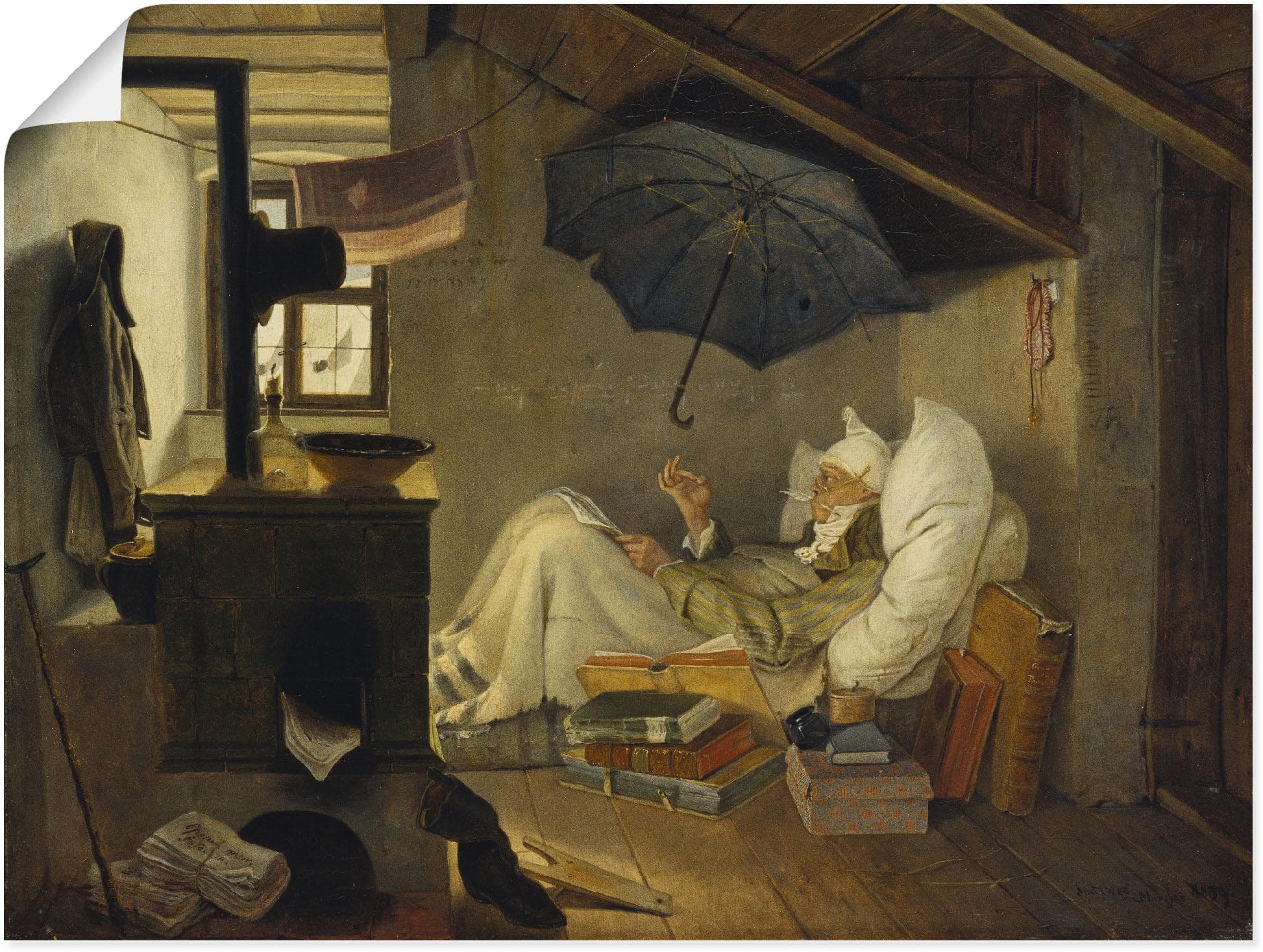 Artland Wandbild Der arme Poet. 1839 Braun Leinwand