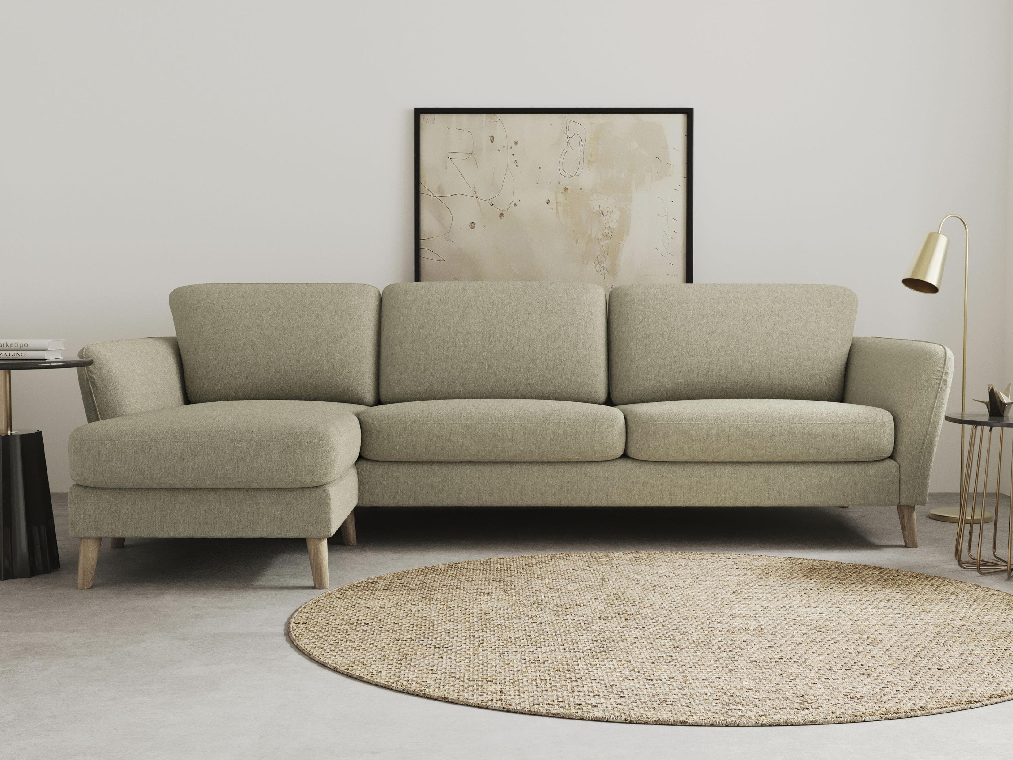 HOME AFFAIRE Ecksofa MARSEILLE L-Form Beige Landhausstil