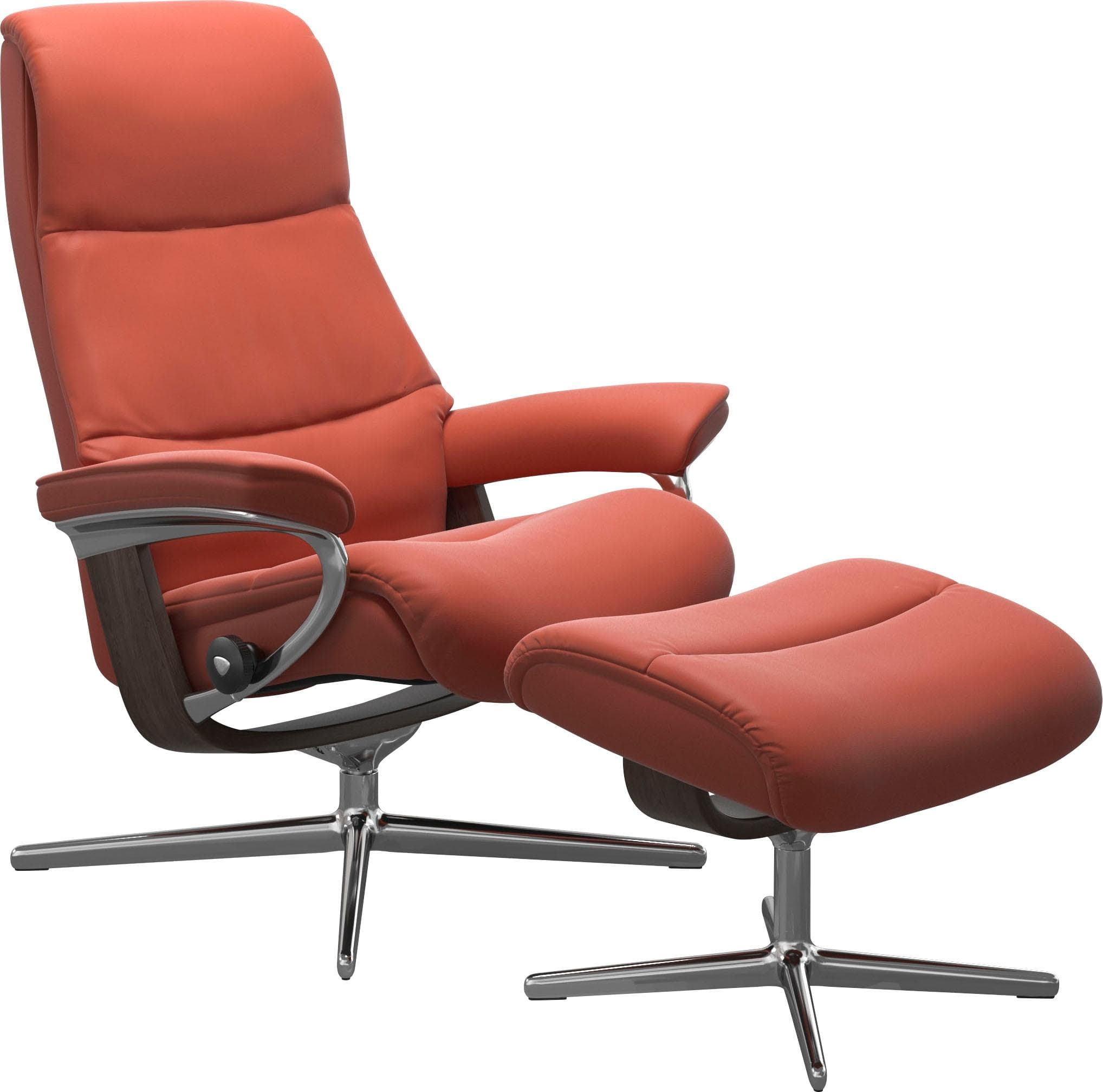 STRESSLESS Relaxsessel View Braun Leder Cross Base mit Hocker