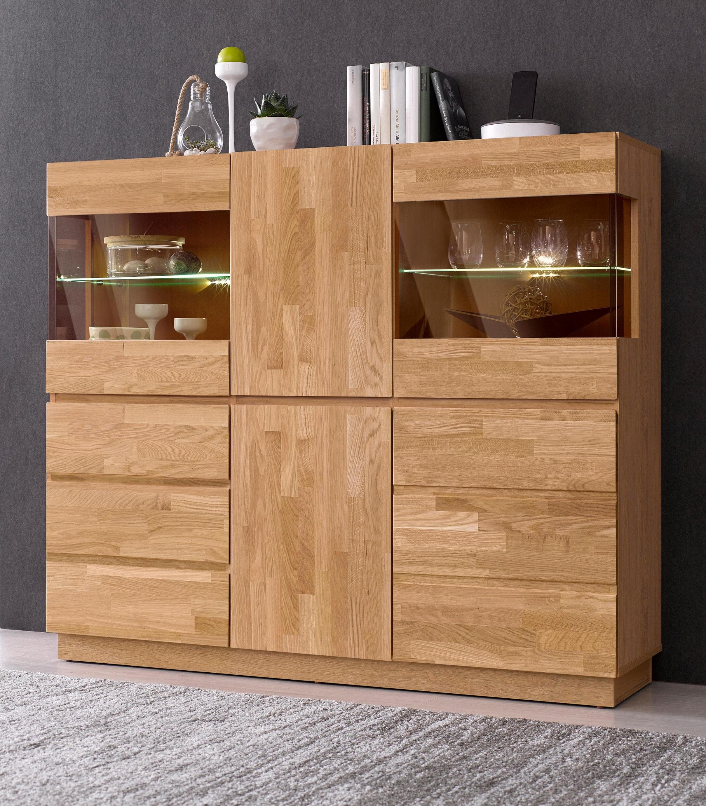 HOME AFFAIRE Highboard Laima Braun Eiche teilmassiv FSC-zertifiziert