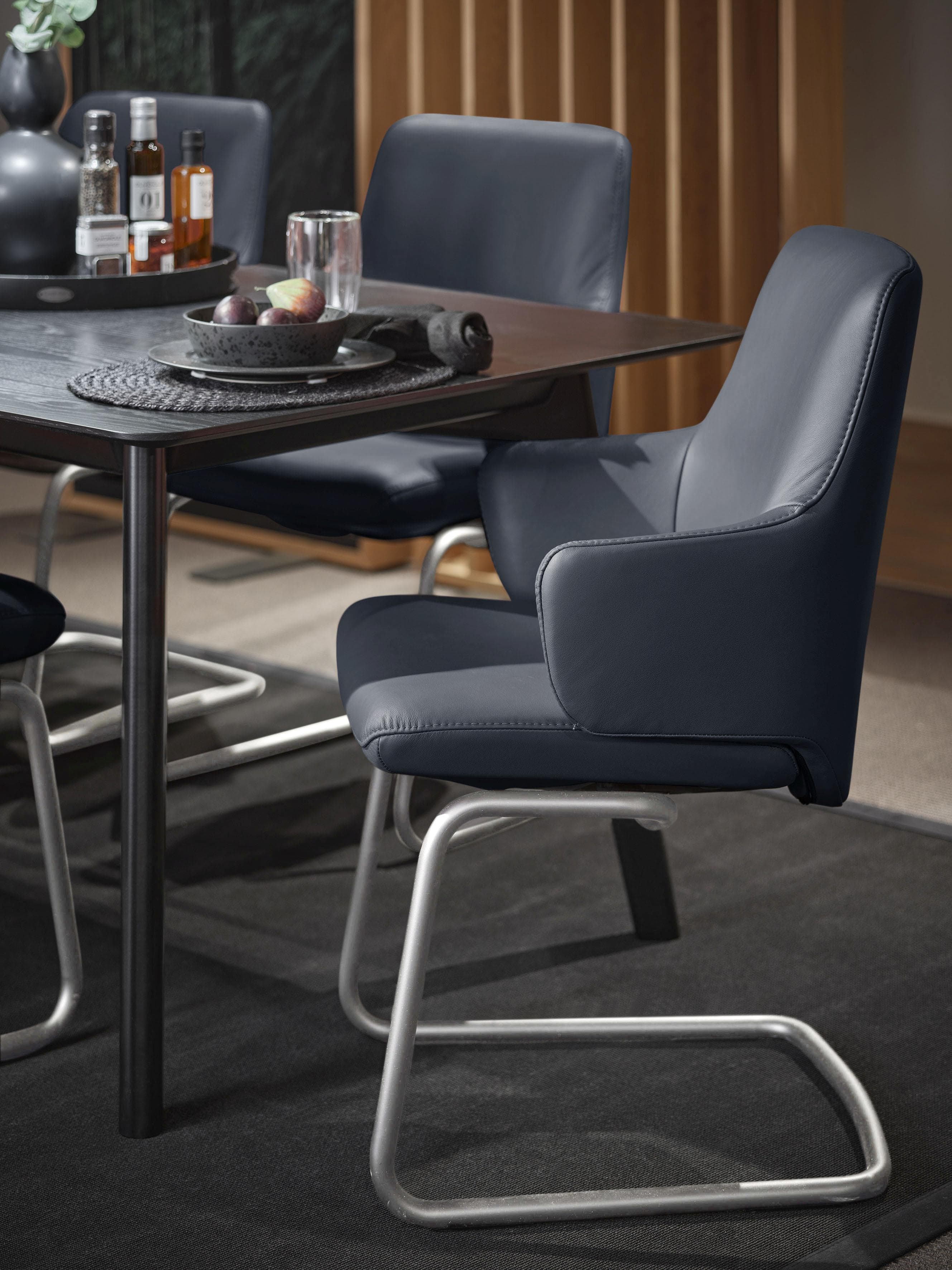 STRESSLESS Laurel Polsterstuhl Blau Leder Paloma Chrom