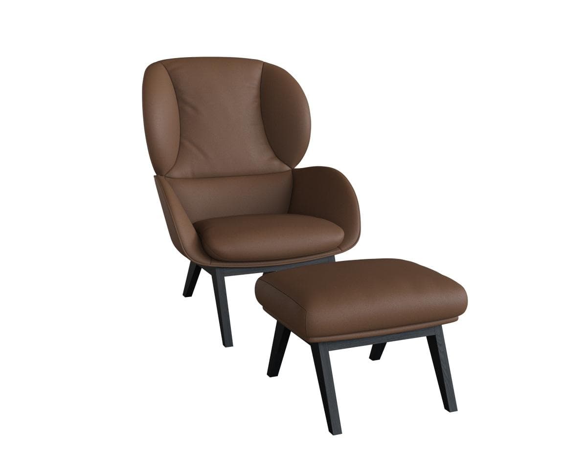 Flexlux Ohrensessel Adria 100% Echtleder Braun Modern Cognac