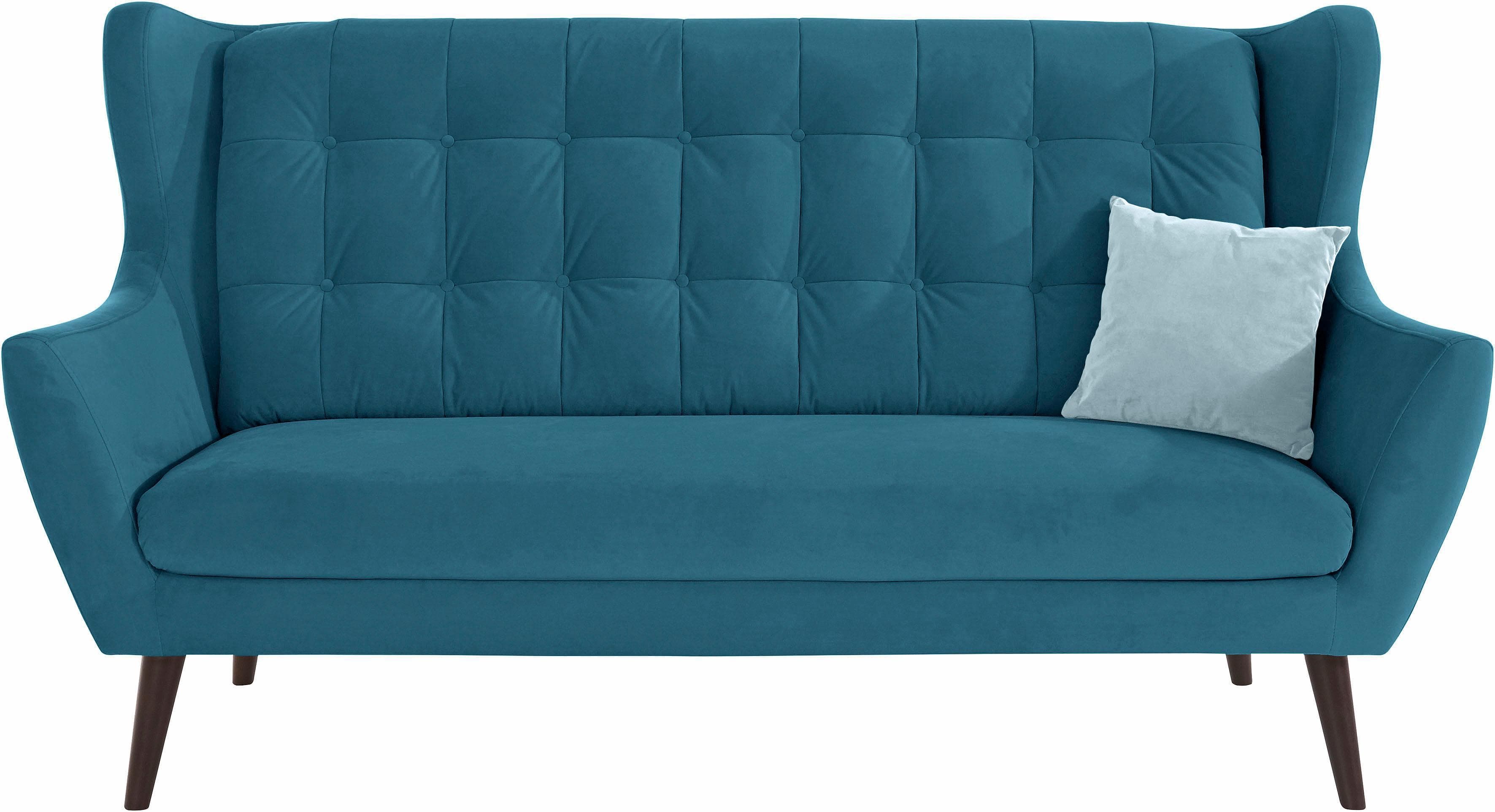 Home Affaire 3-Sitzer Sofa Hemmink Blau Knopfheftung