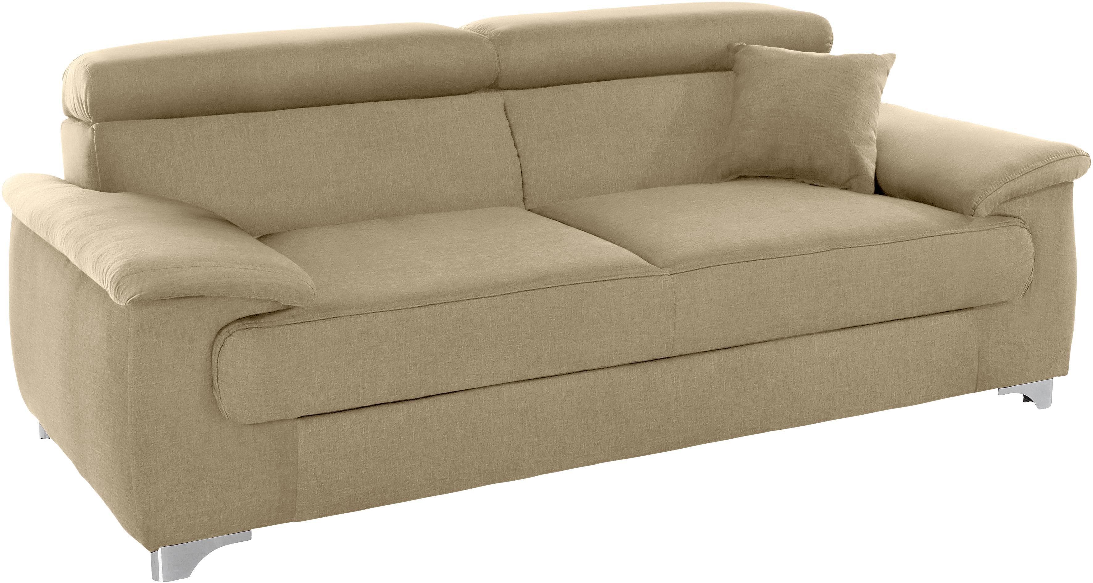 DOMO COLLECTION 2-Sitzer Sofa Mira Beige mit Kopfteilverstellung