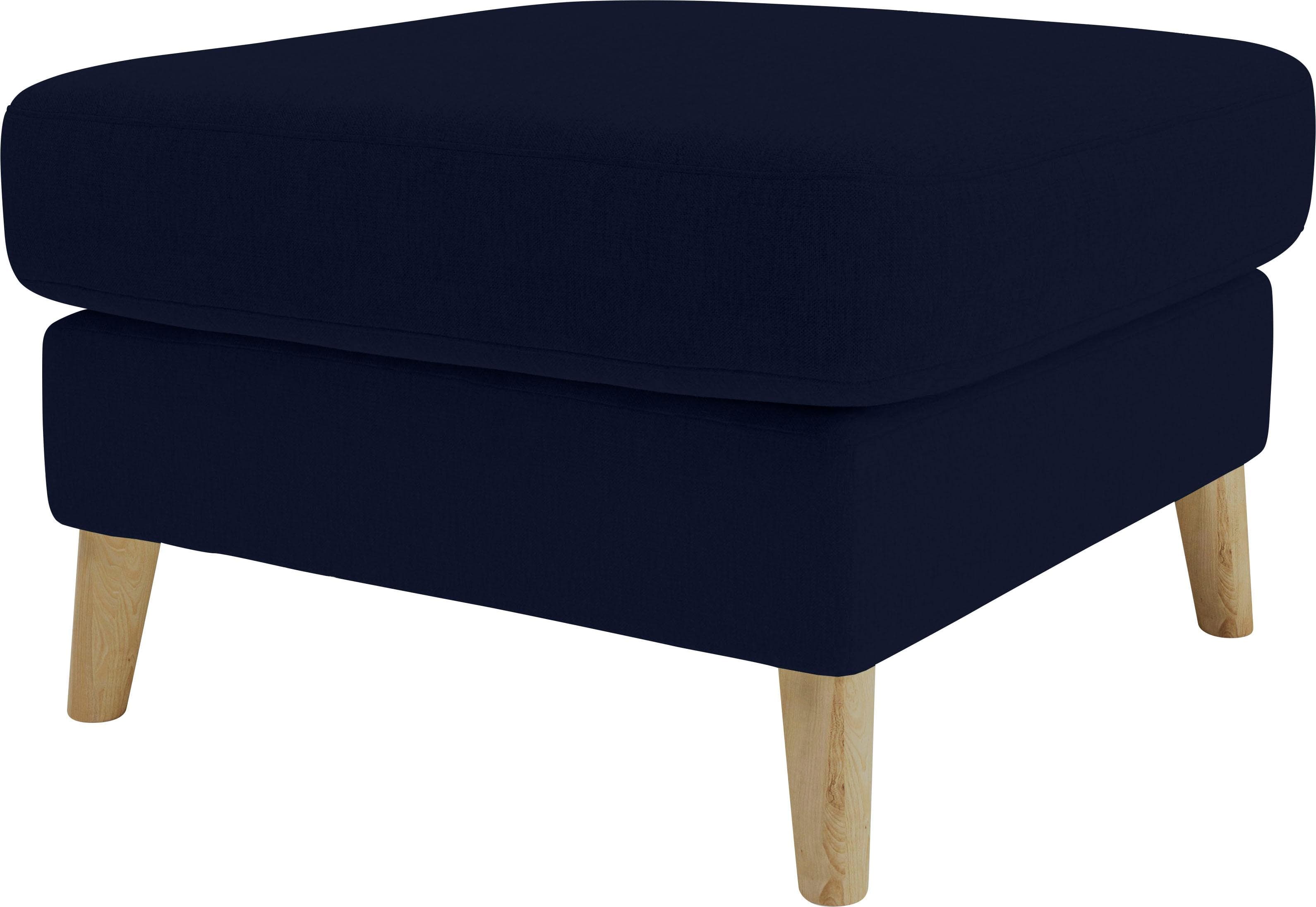 HOME AFFAIRE Polsterhocker MARSEILLE Blau Massivholzbeine