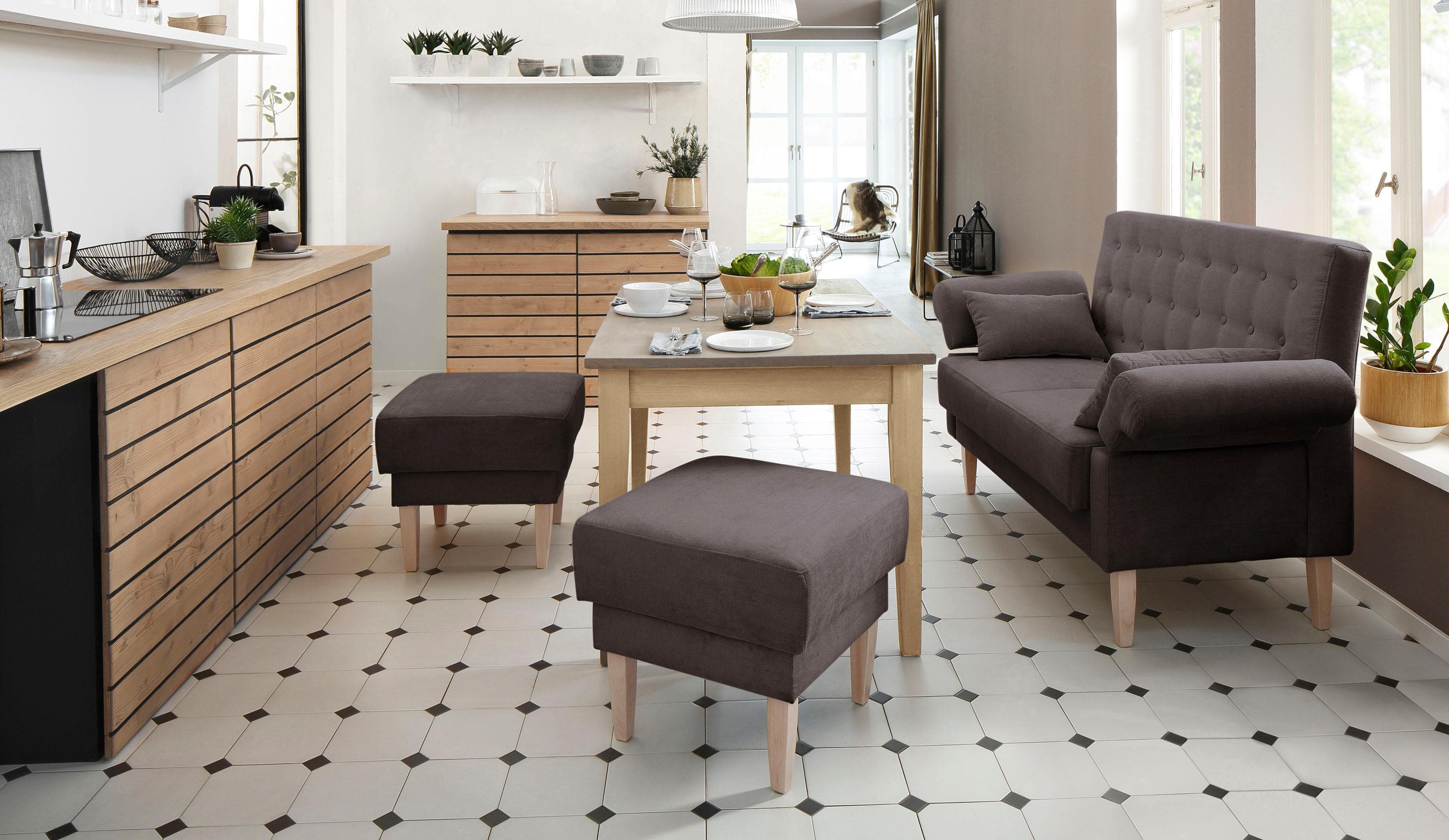 Hocker HOME AFFAIRE Scalea Dunkelbraun Microfaser Antiklederoptik