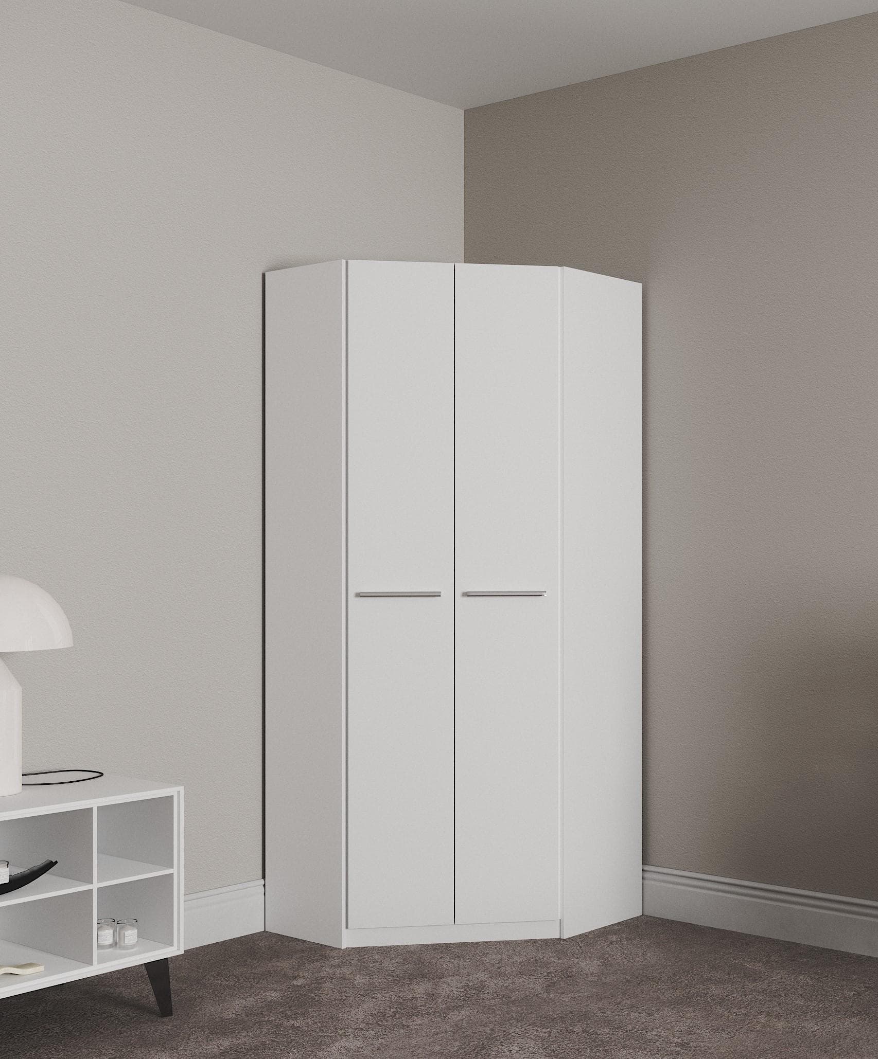 Priess Eckkleiderschrank Barcelona Weiß Modern