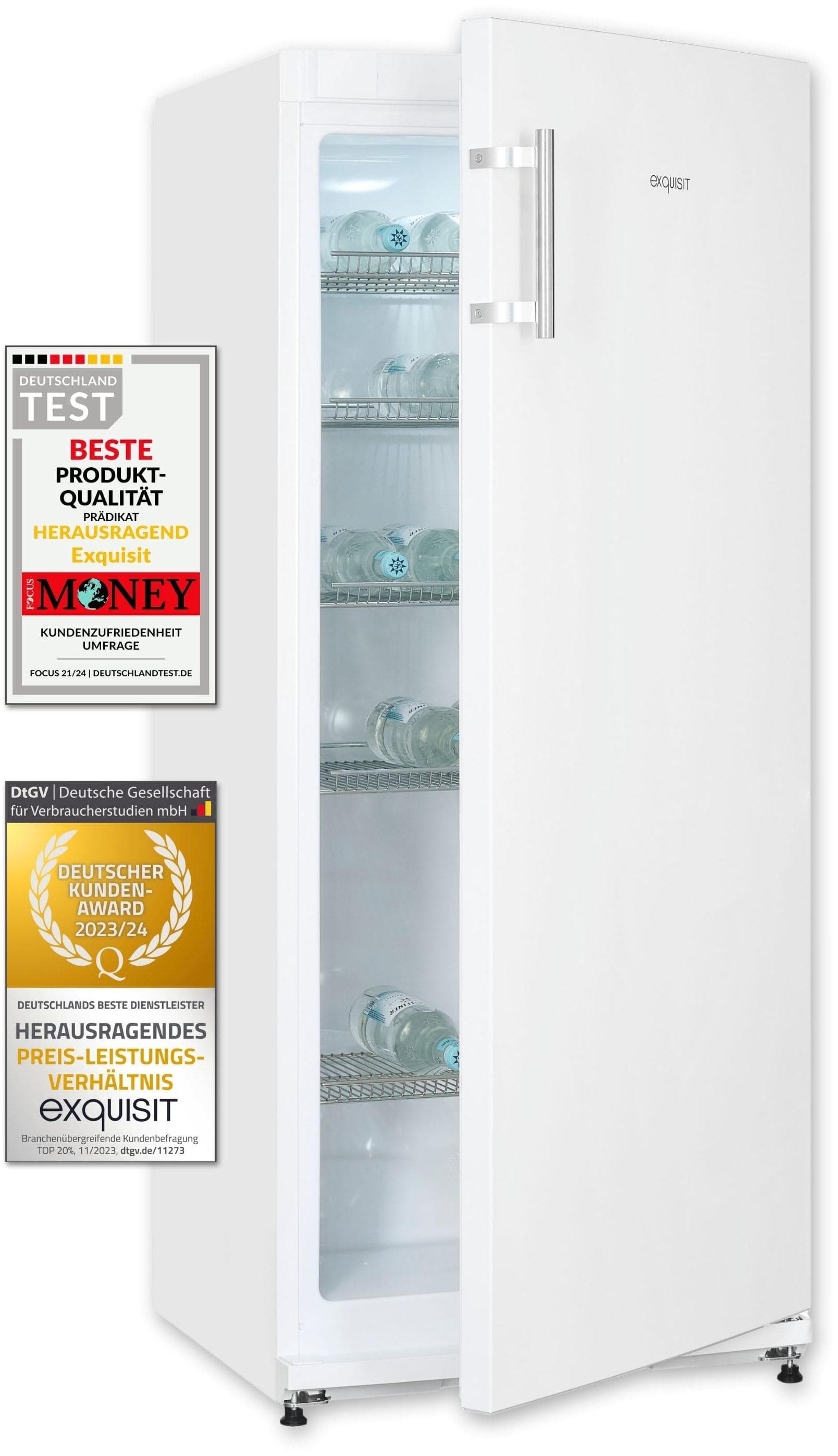 EXQUISIT Getränkekühlschrank GKS29-V-H-280E Weiß 254L LED-Innenbeleuchtung