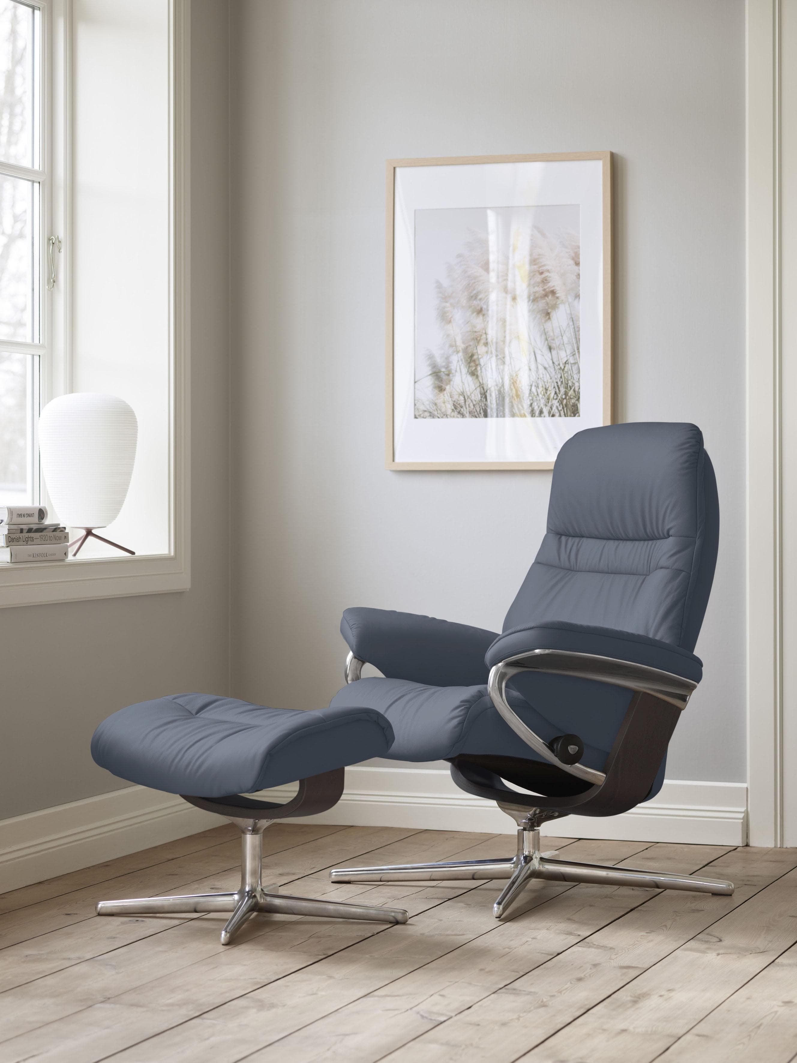 STRESSLESS Sunrise Relaxsessel Blau Leder PALOMA mit Hocker