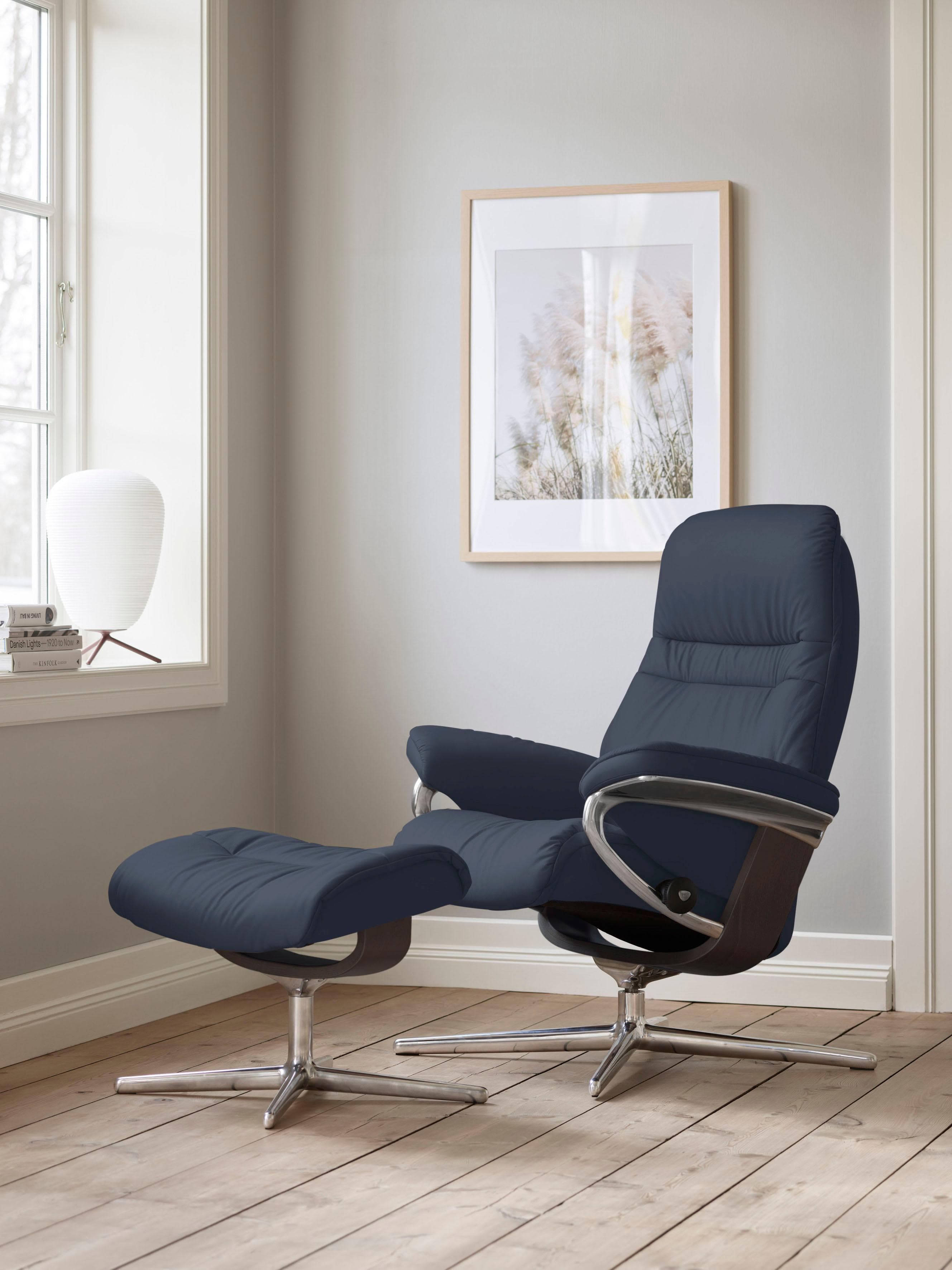 STRESSLESS Sunrise Relaxsessel Blau Leder PALOMA mit Hocker