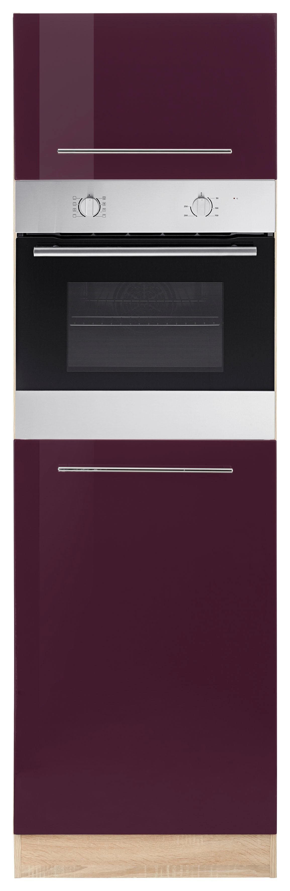 Kochstation KS-Eton Backofenumbauschrank Aubergine Hochglanz