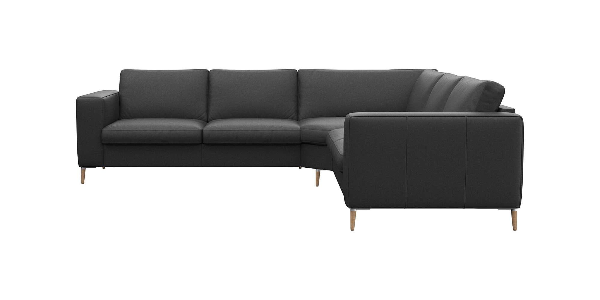 Ecksofa FLEXLUX Fiore L-Form Schwarz 100% Echteder