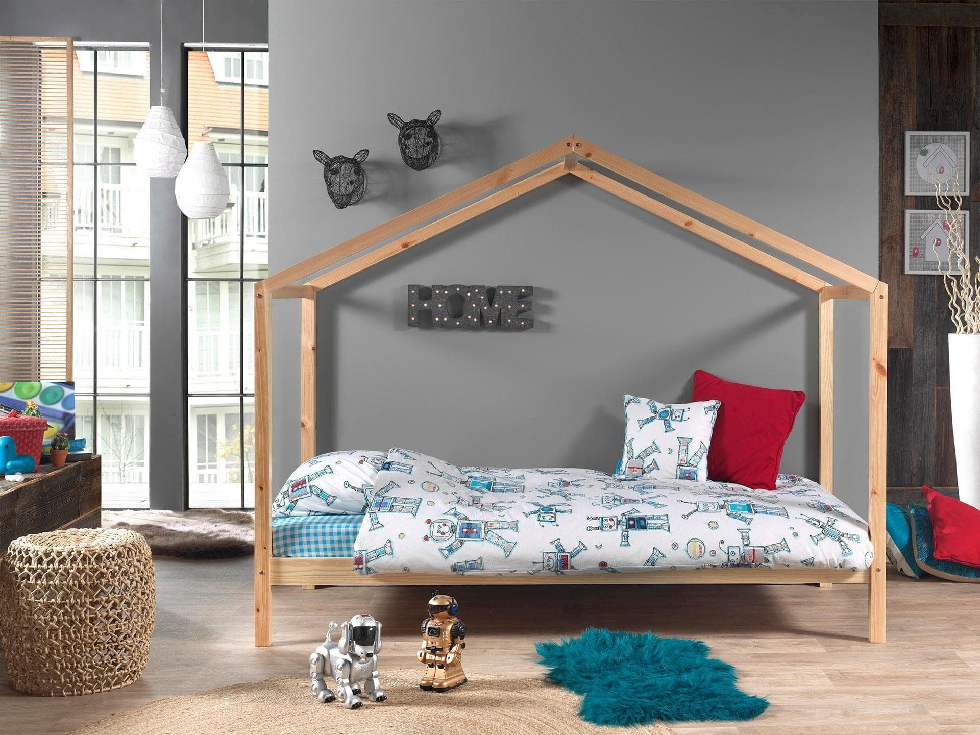 VIPACK Hausbett Dallas Kiefer Natur 90x200 cm