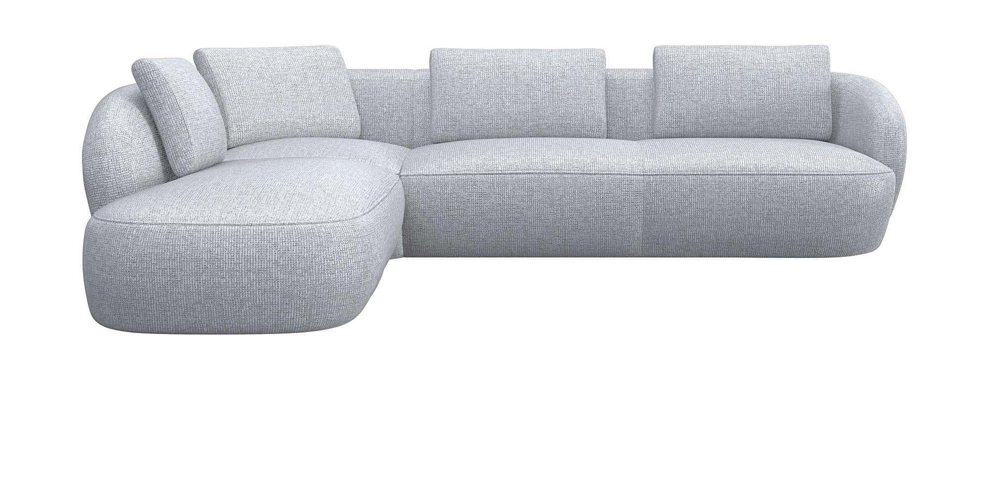 FLEXLUX Ecksofa Torino Grau L-Form mit Ottomane