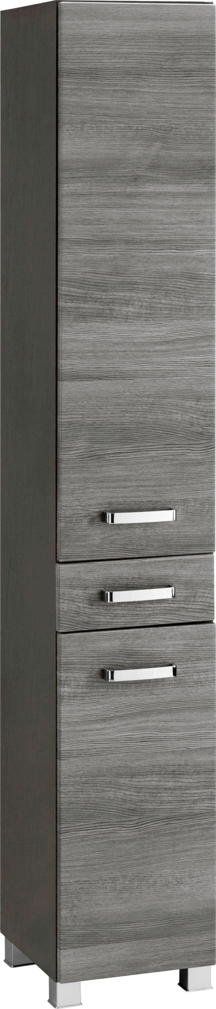WELLTIME Hochschrank Ravenna Grau Braun mit Soft-Close