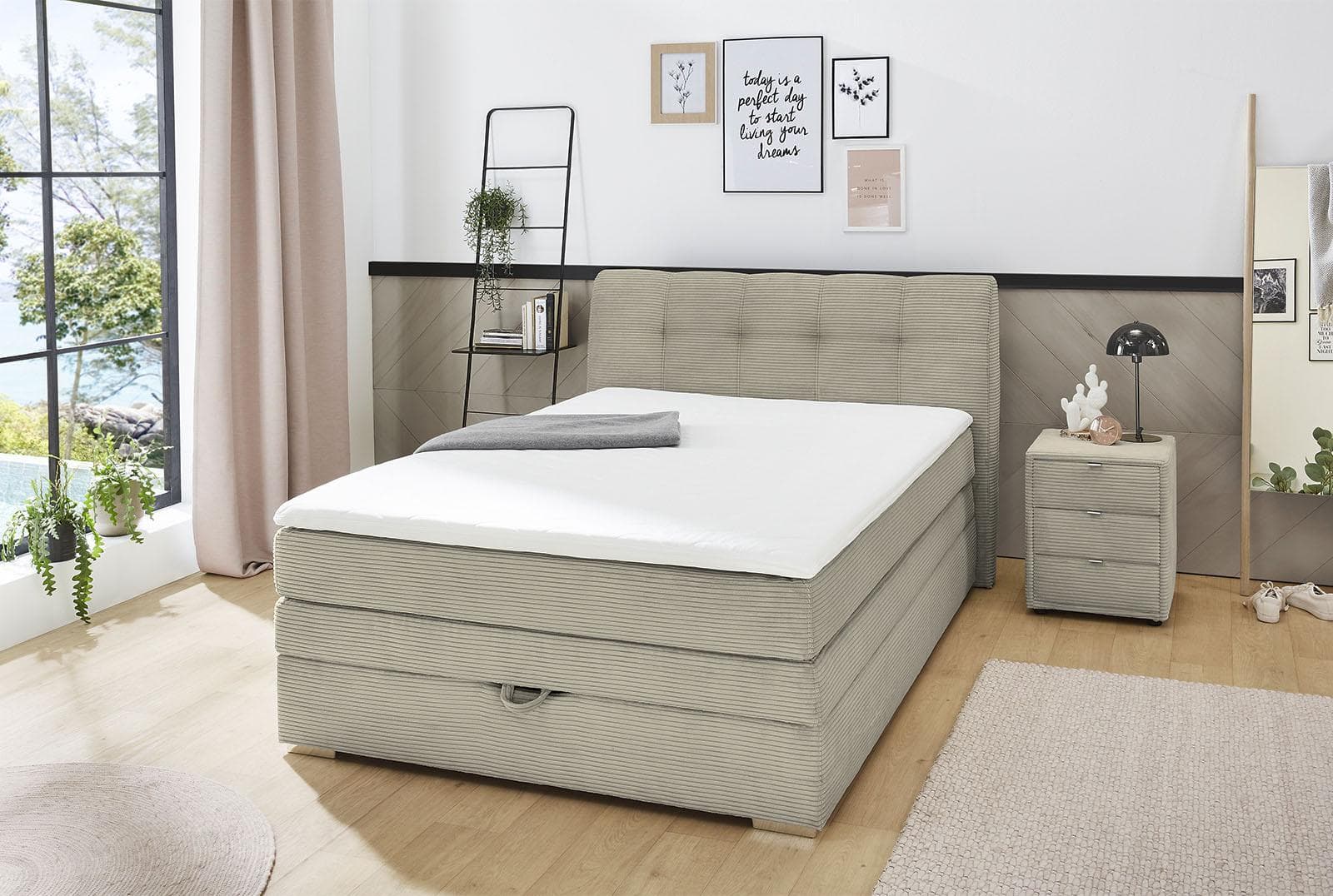 Jockenhöfer Boxspringbett Amelie Beige mit Bettkasten