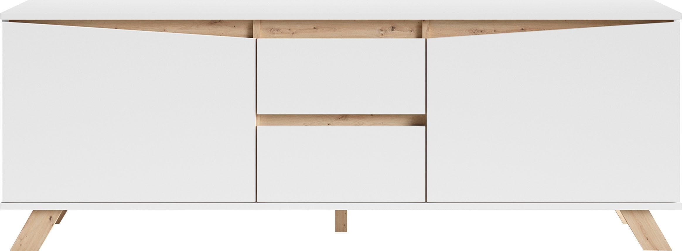 Home affaire Lowboard Valentin Weiß Skandi Design 2 Türen 2 Schubkästen