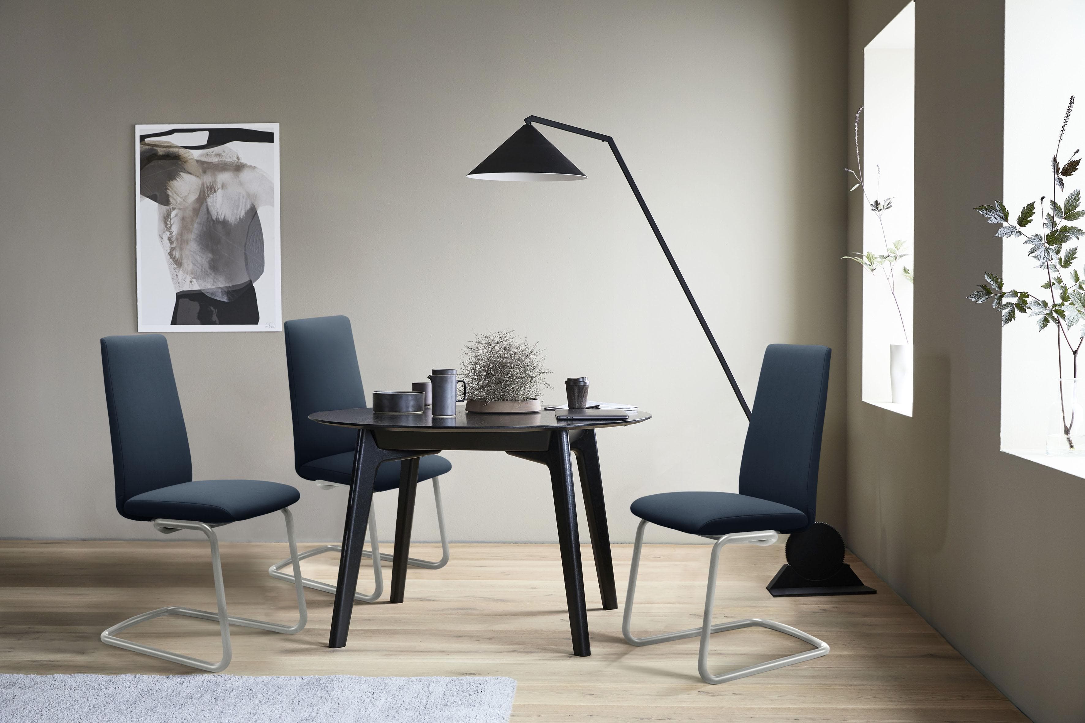 Stressless Laurel High Back Sessel Größe M Blau Microfaser DINAMICA
