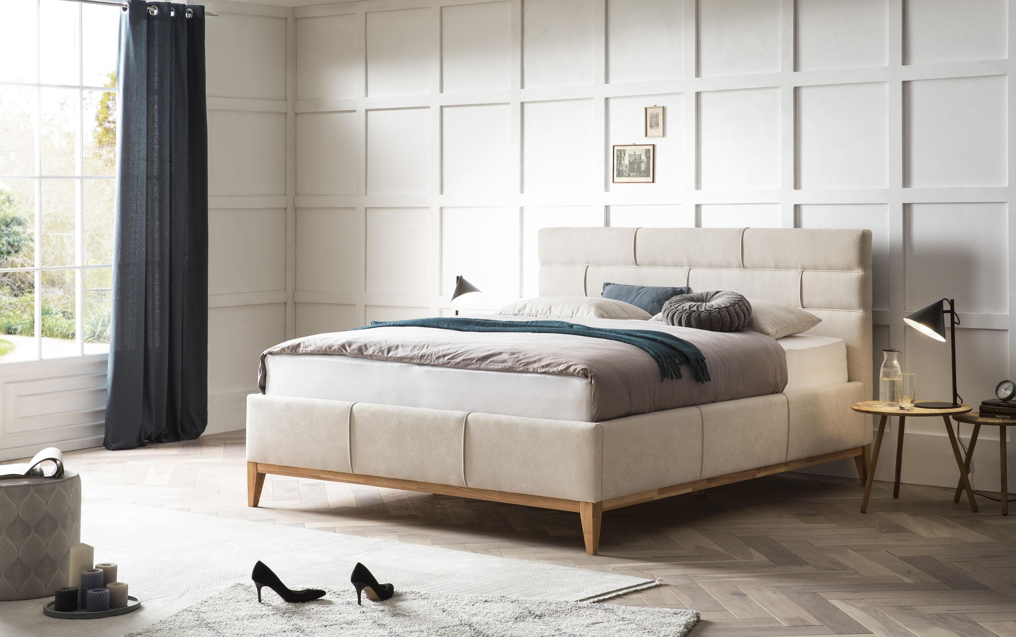 HOME AFFAIRE Polsterbett Balaine Beige mit Bettkasten und Lattenrost