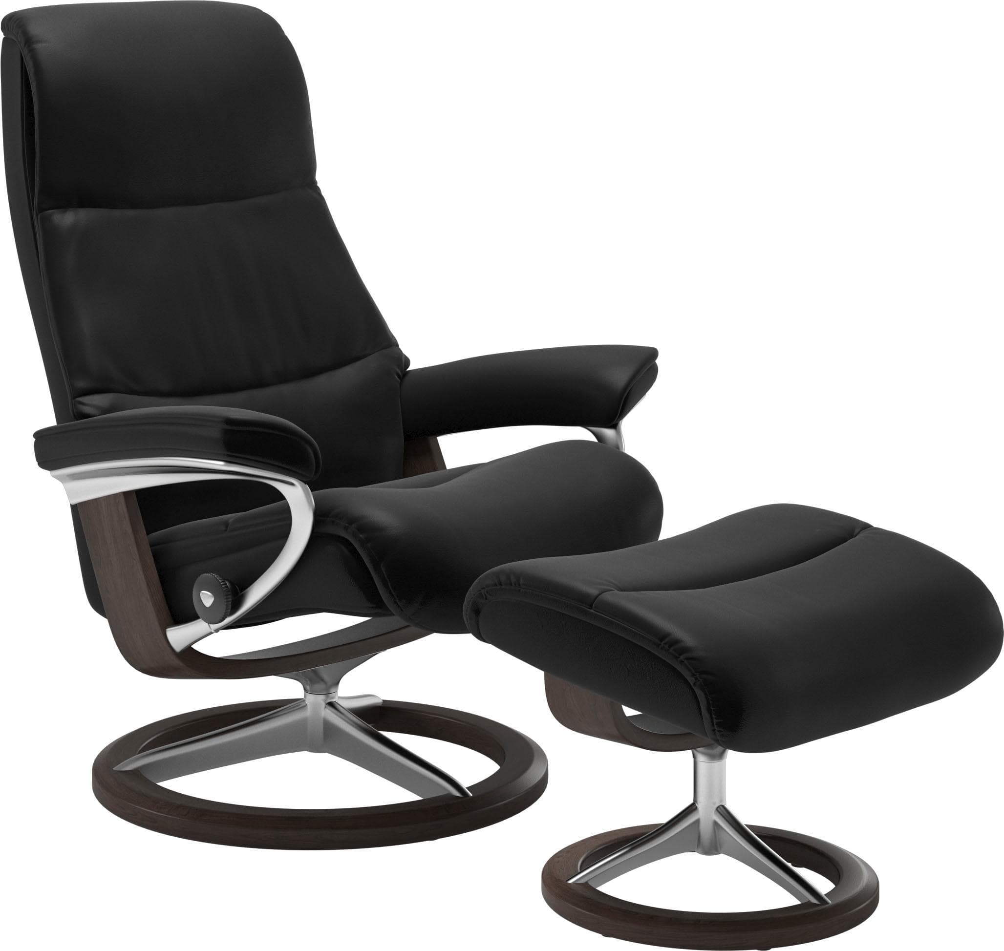 STRESSLESS Relaxsessel View Schwarz mit Hocker Leder BATICK