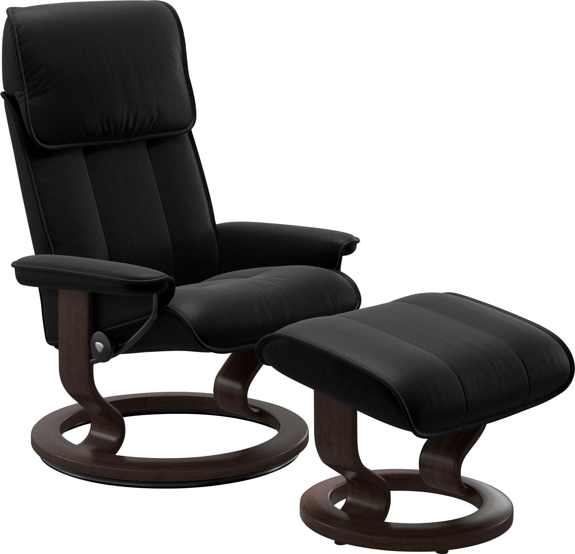 Zeitloser Fußhocker aus Leder und Wenge