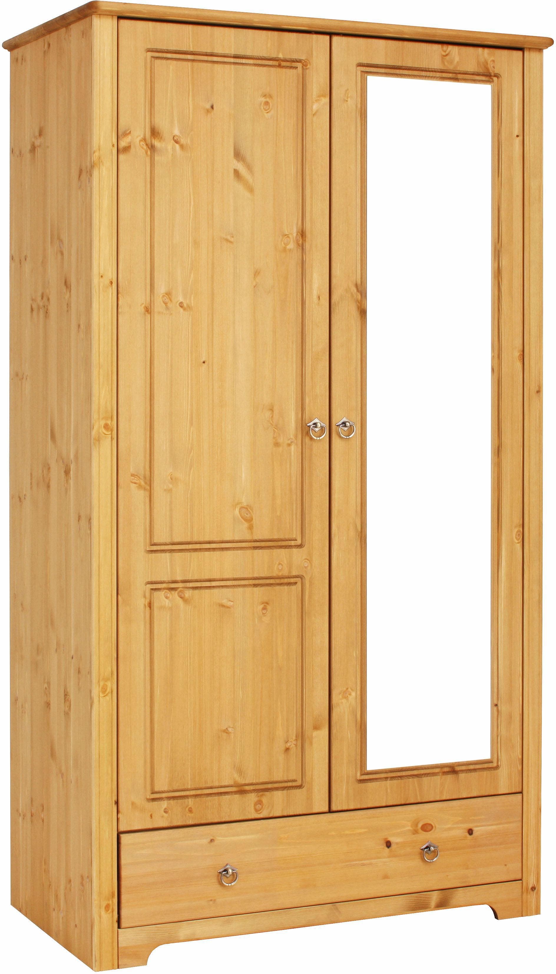 OTTO HOME Hugo Kleiderschrank Beige Massivholz Landhausstil mit Spiegel