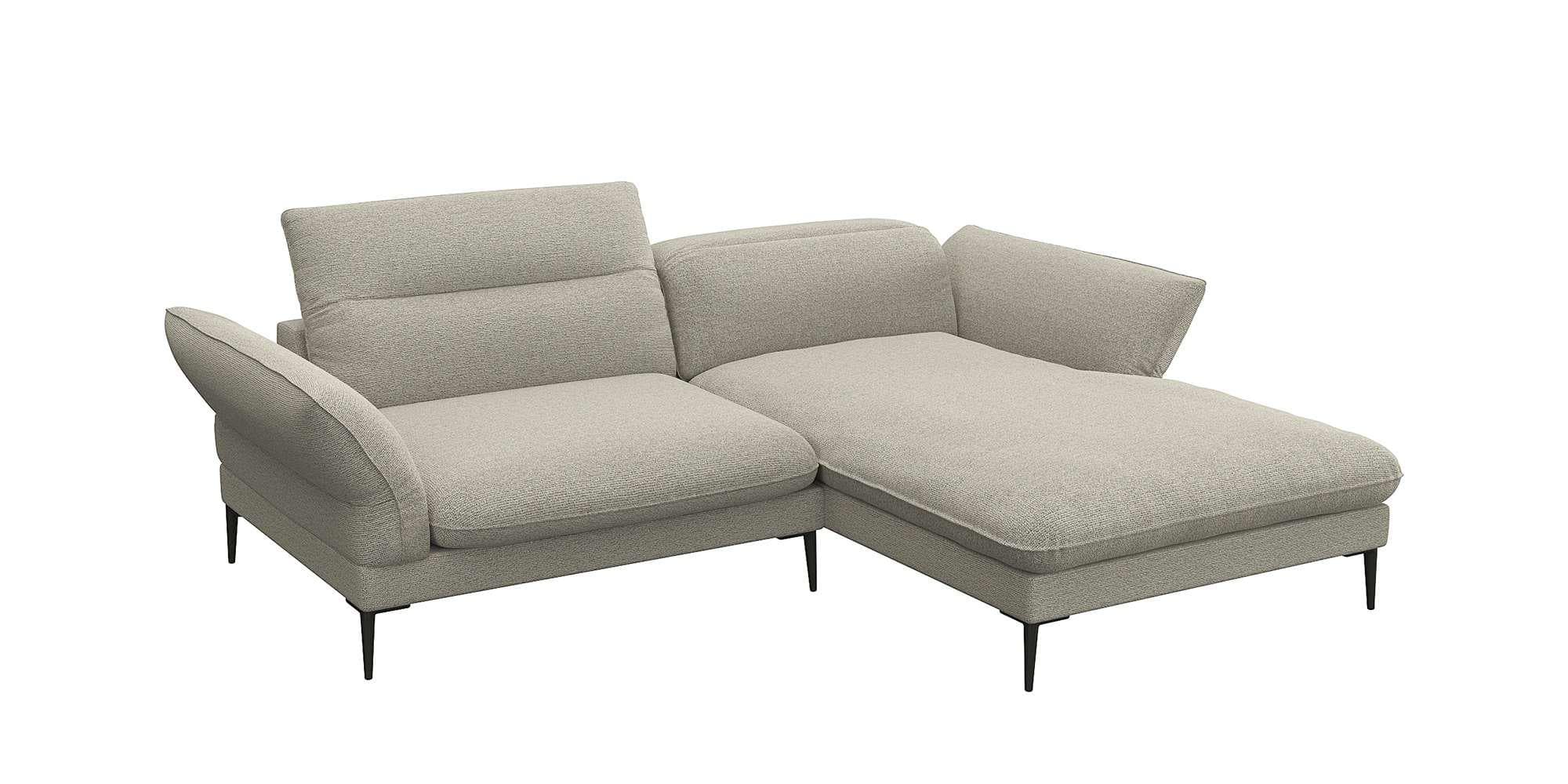 Flexlux Ecksofa Salino mit Recamiere und Verstellfunktion Beige