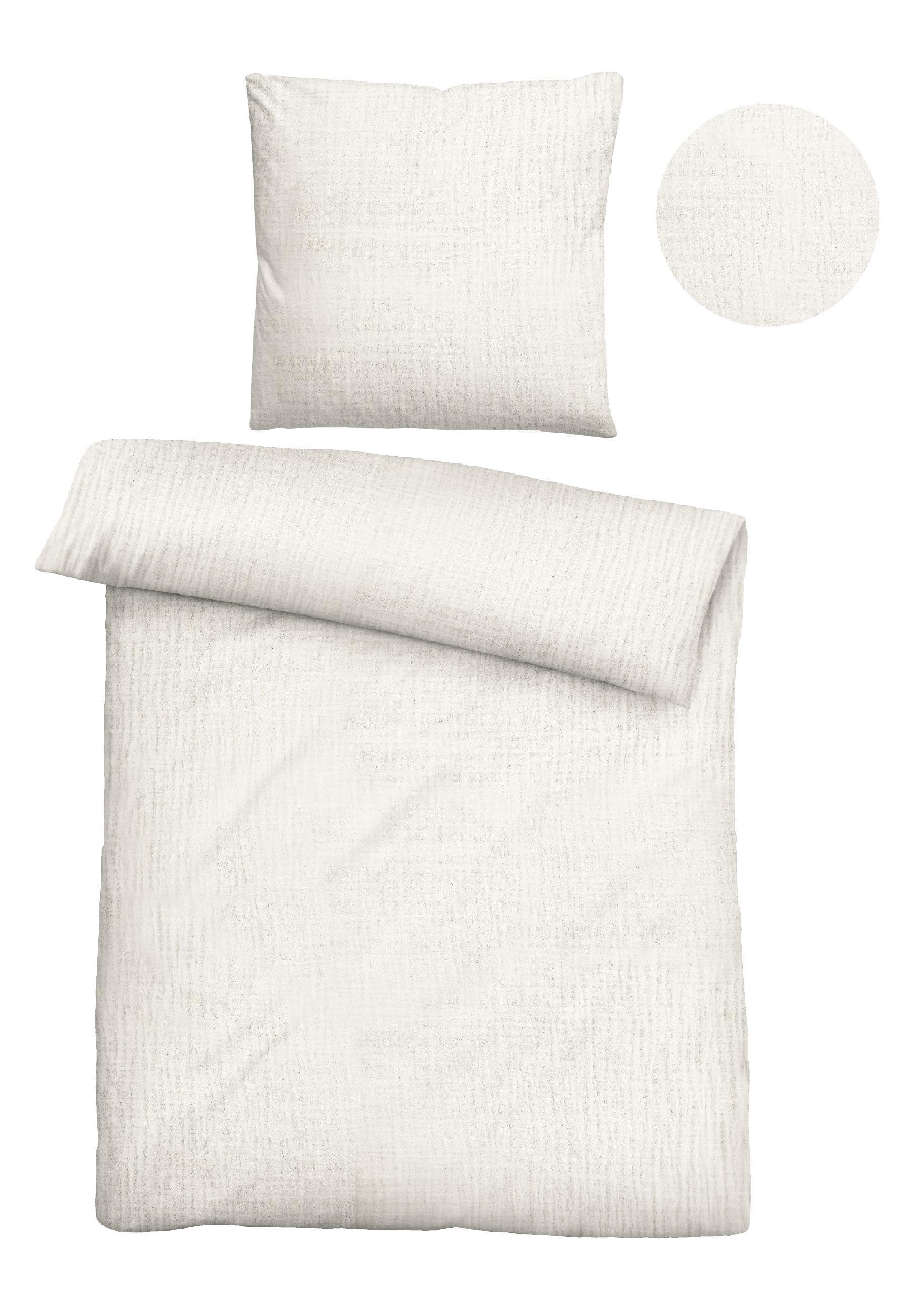 Biberna Musselin Bettwäsche Thea Beige Natur 100% Baumwolle