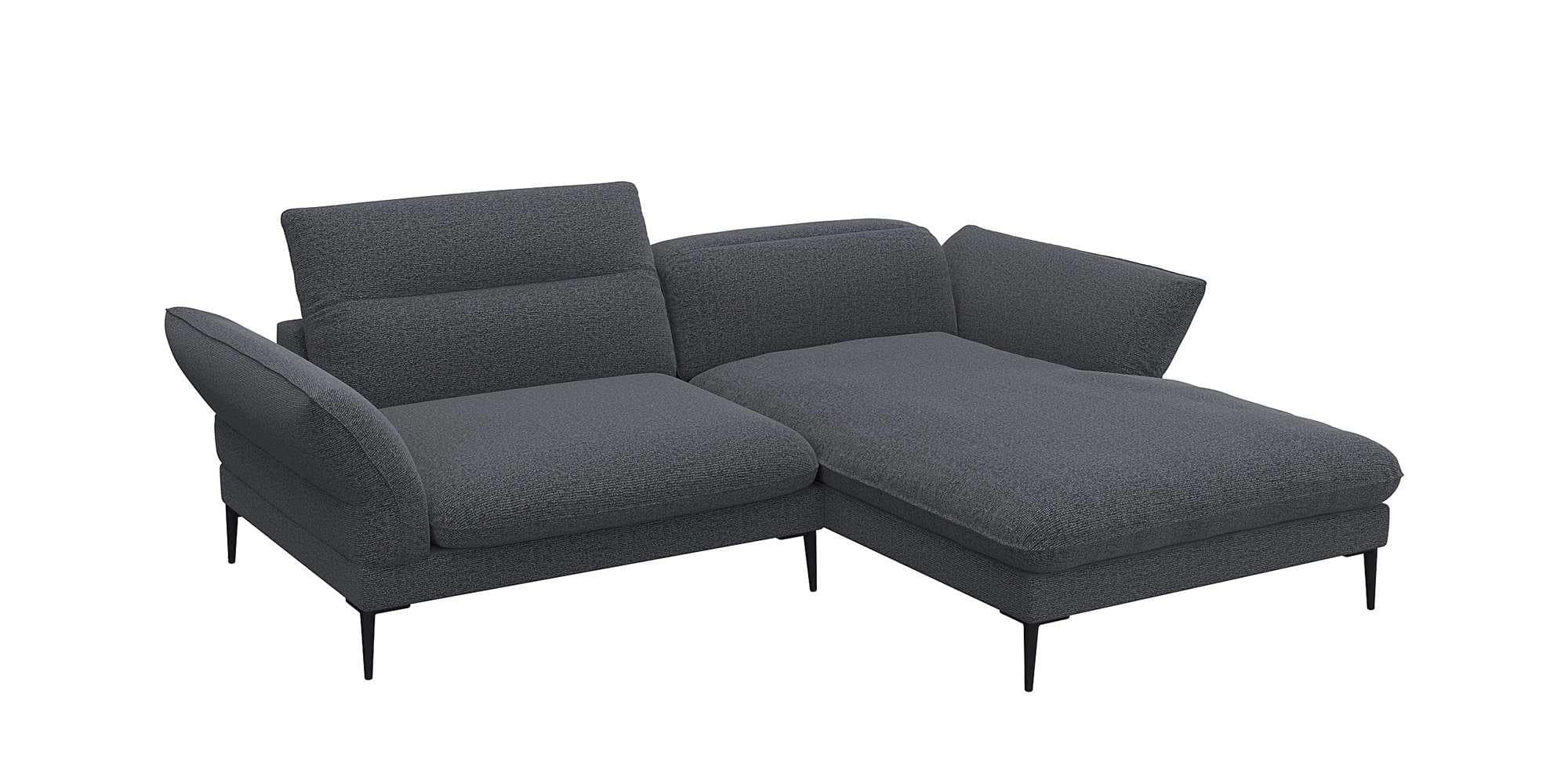 FLEXLUX Ecksofa Salino Anthrazit mit Recamiere und Verstellfunktion