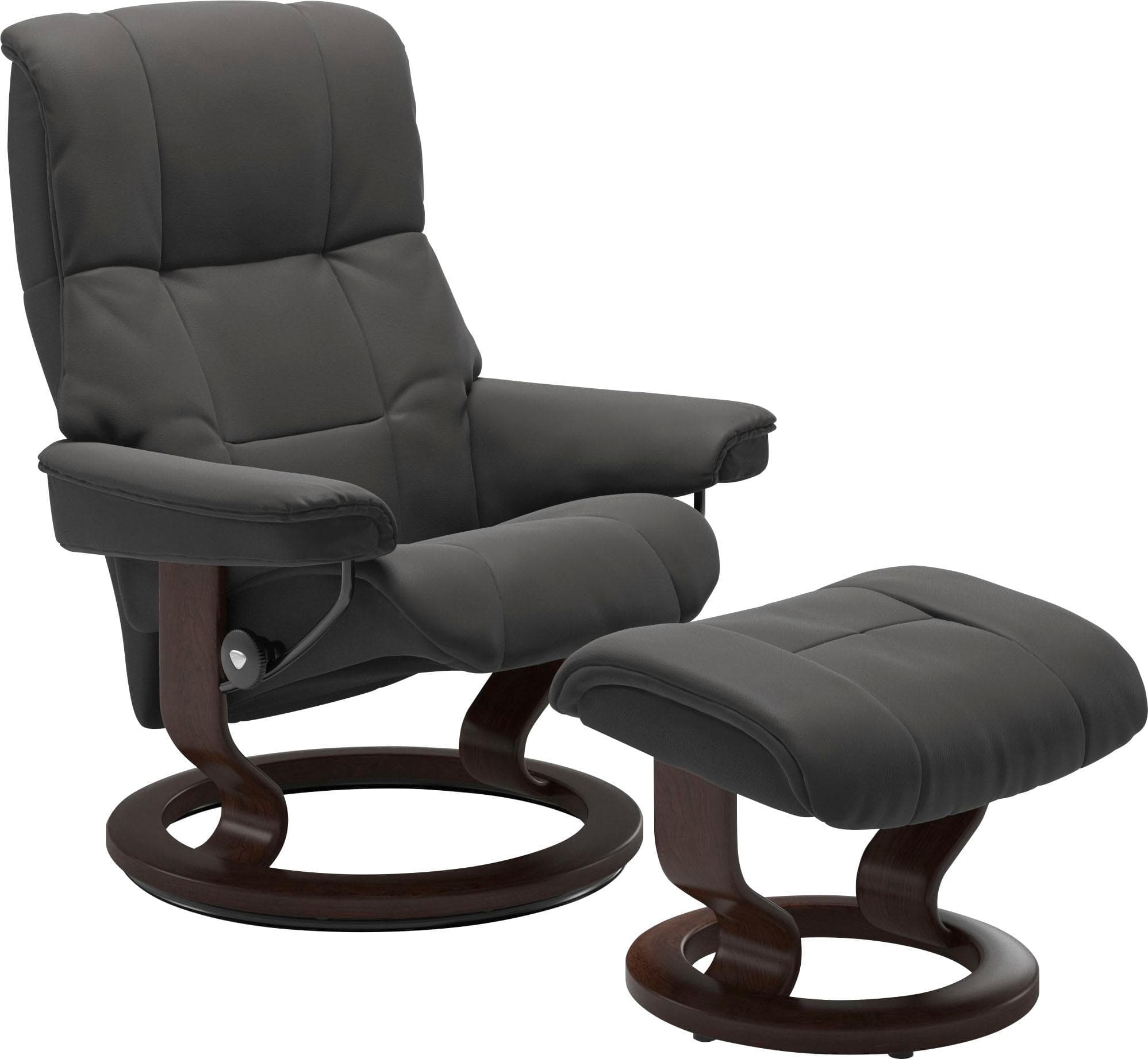STRESSLESS Mayfair Relaxsessel Grau Leder Classic Base mit Hocker
