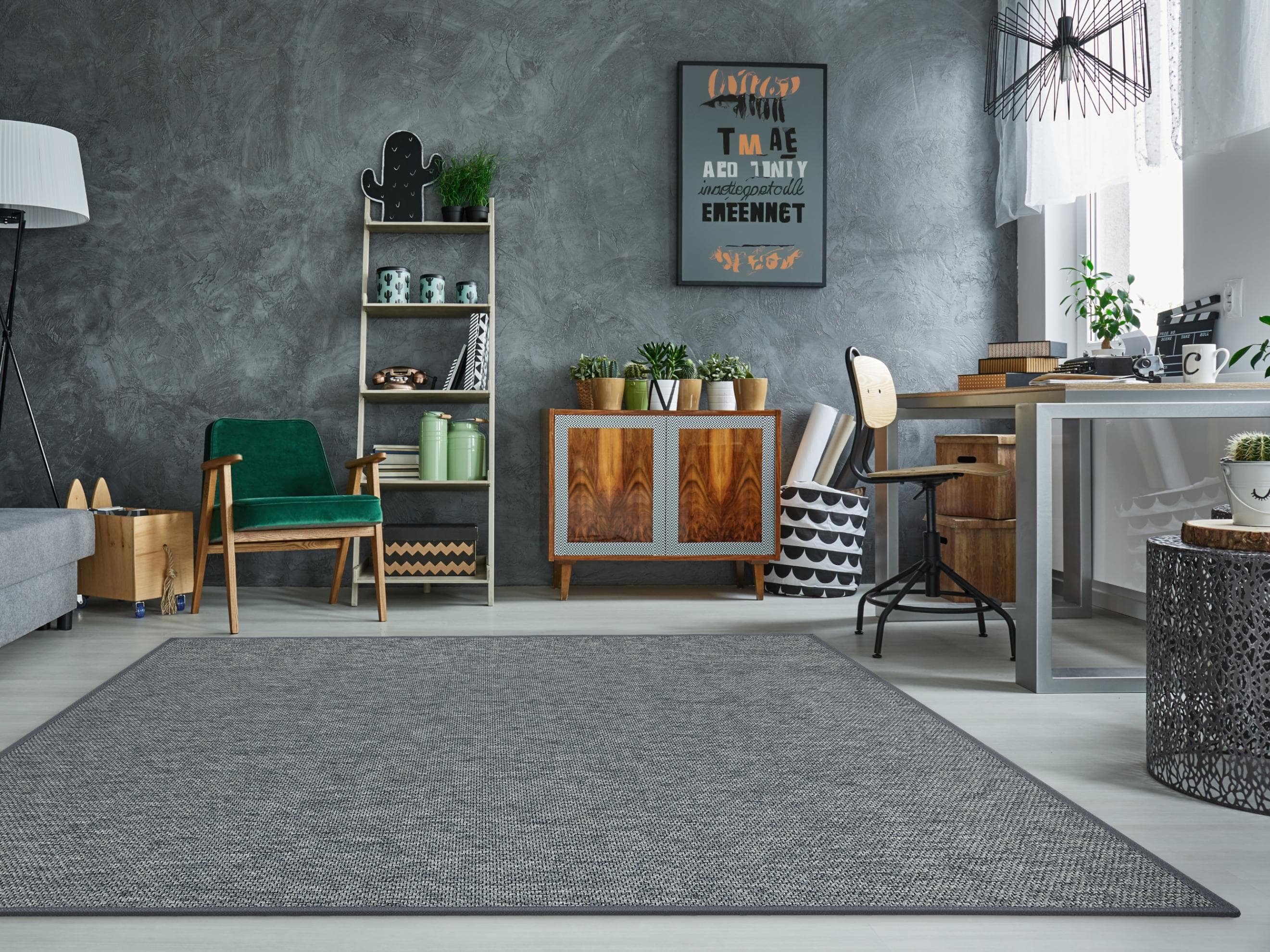 DEKOWE Naturino Prestige Spezial Teppichboden Grau Sisal-Optik 67x150cm