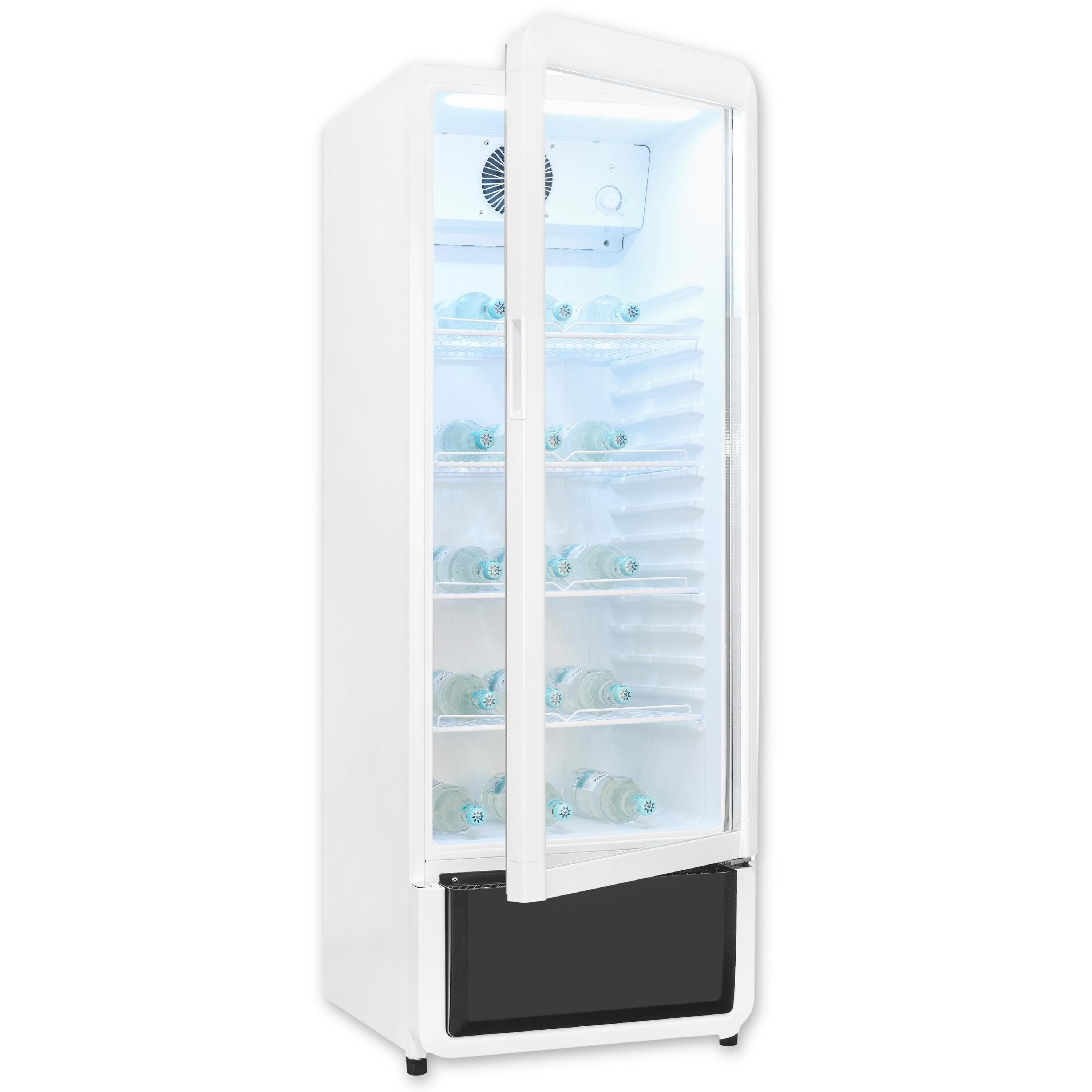 EXQUISIT Getränkekühlschrank GKS220-GT-431D weiss mit Glastür und Umluftkühlung