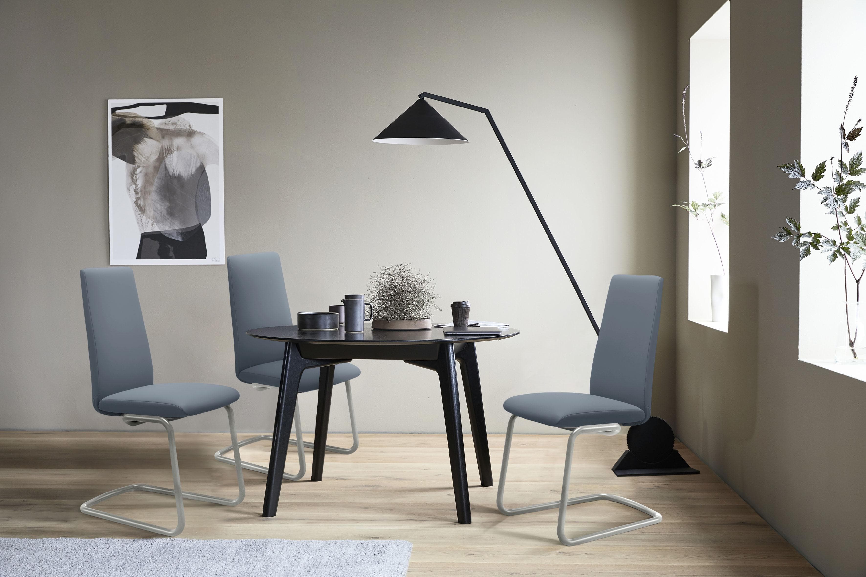 Polsterstuhl STRESSLESS Laurel Leder blau Schwarz matt