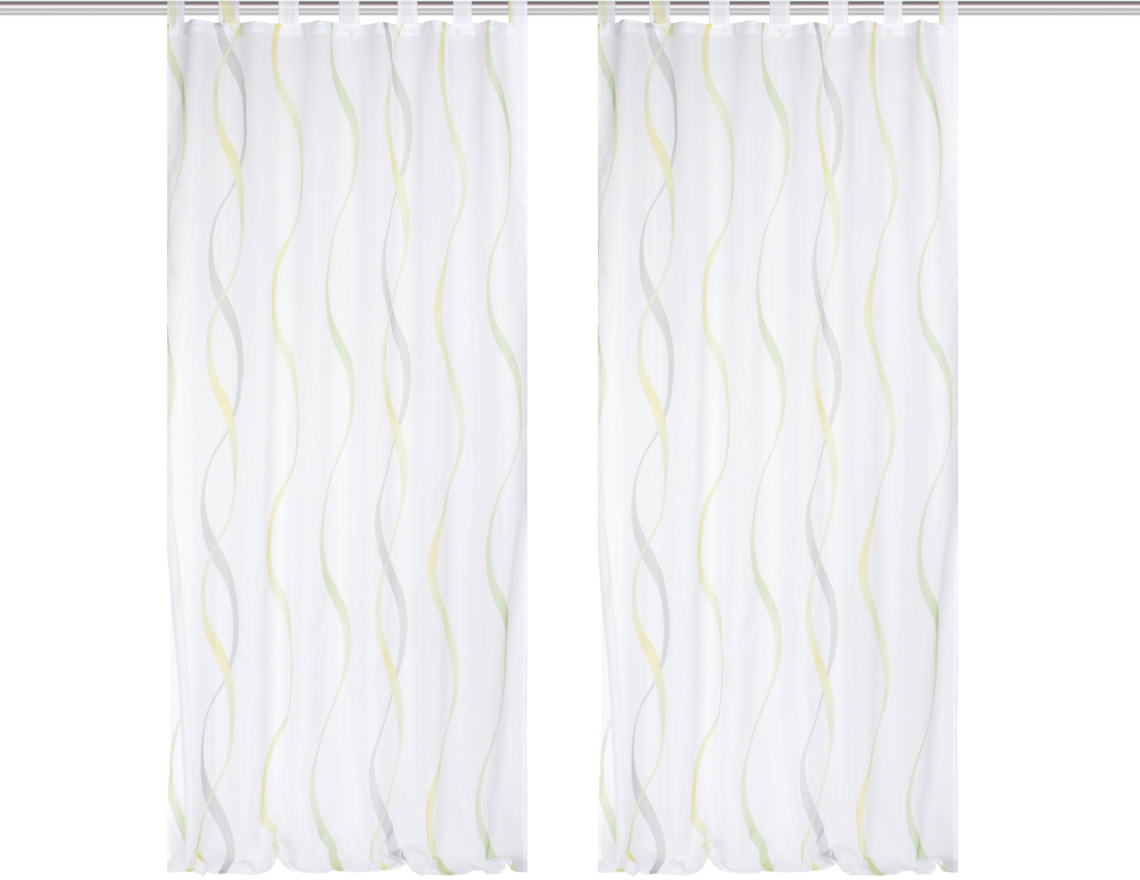 HOME WOHNIDEEN Schlaufenschal Vorhang Grün Voile 2er Pack