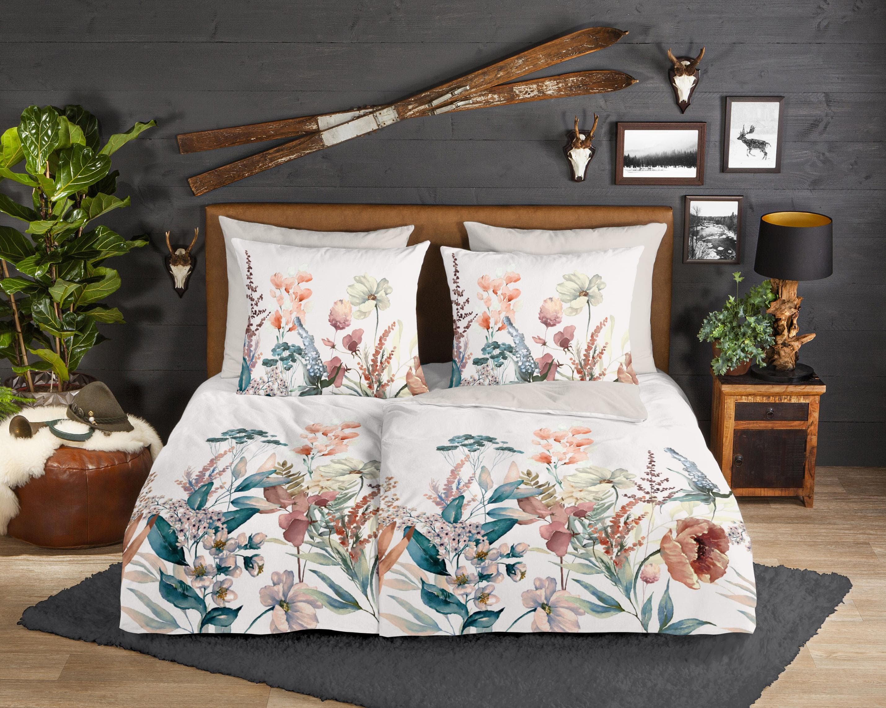 Good Morning Wendebettwäsche Aime Bunt Blumen 100% Baumwolle
