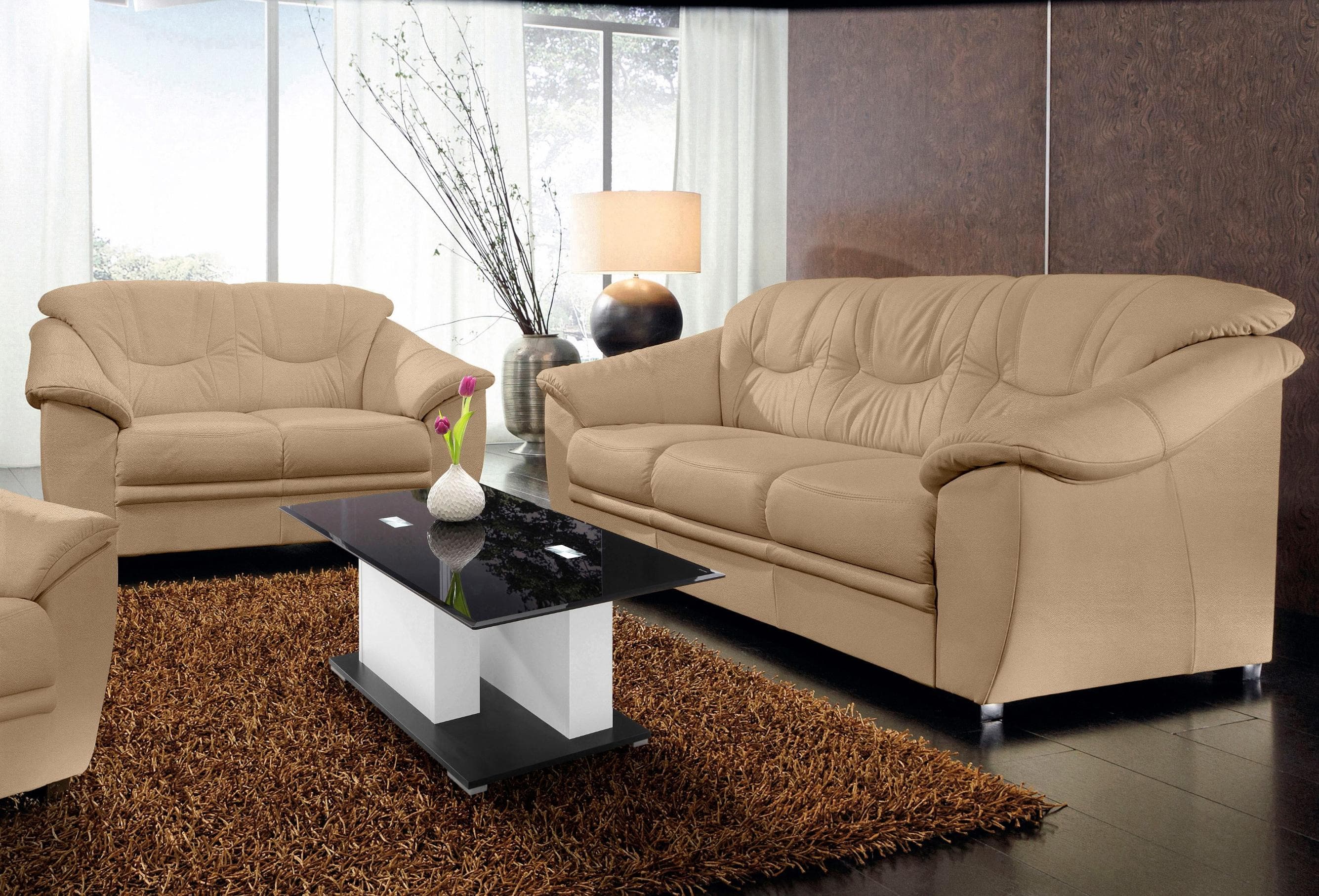 Polstergarnitur SIT & MORE Savona 2- & 3-Sitzer Braun Leder
