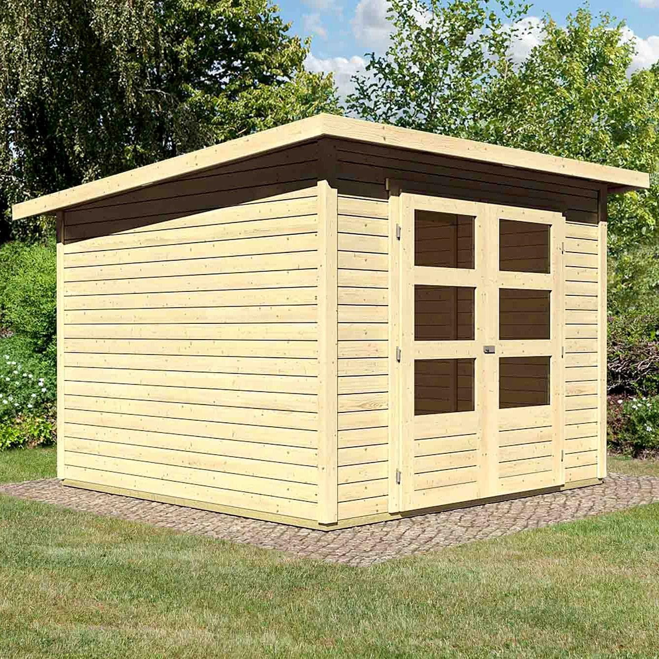 Gartenhaus KARIBU Stockach 4 Beige Holzwerkstoff Pultdach