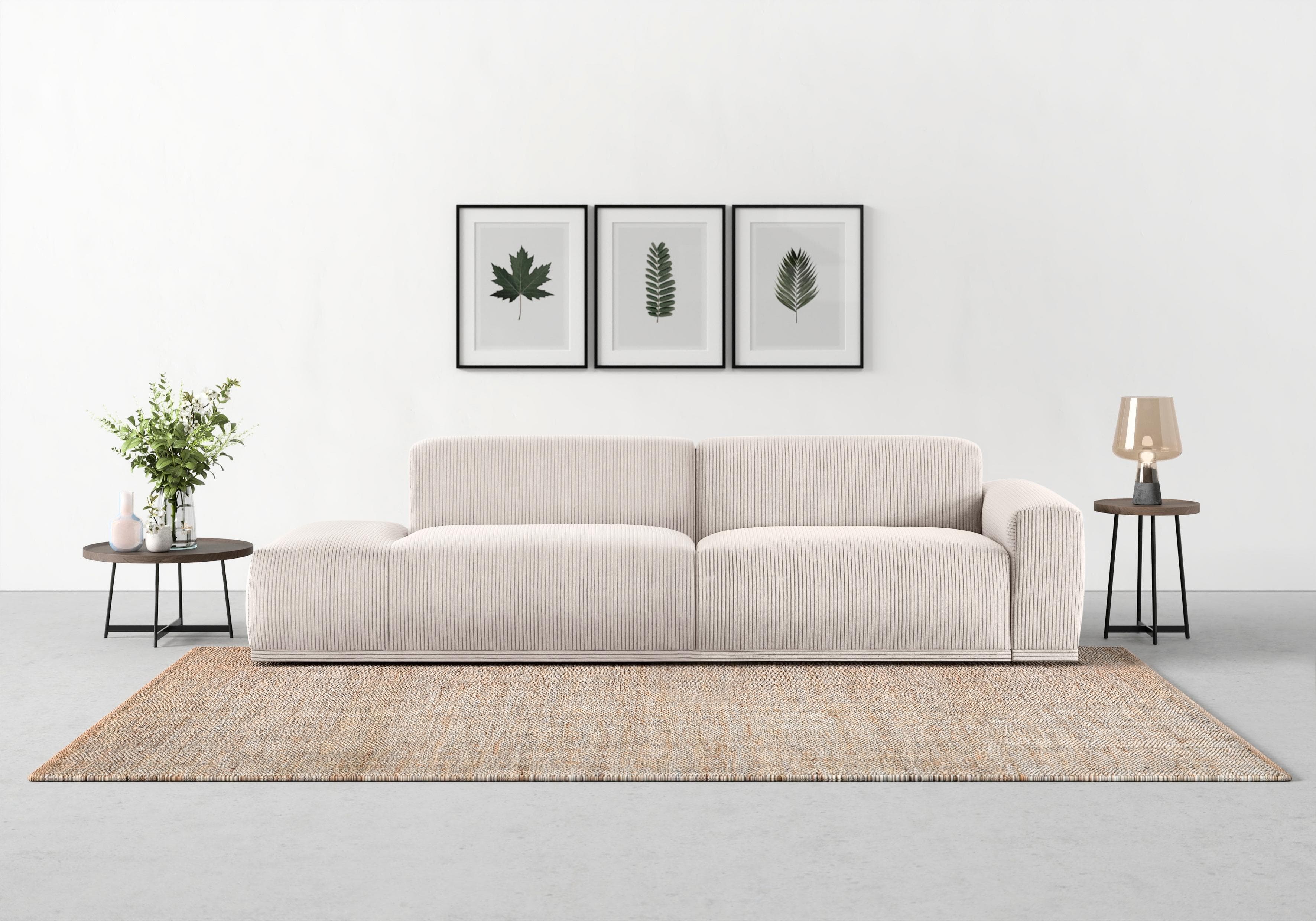 Trendmanufaktur Braga Big-Sofa Beige Sand mit Kaltschaum und Recamiere
