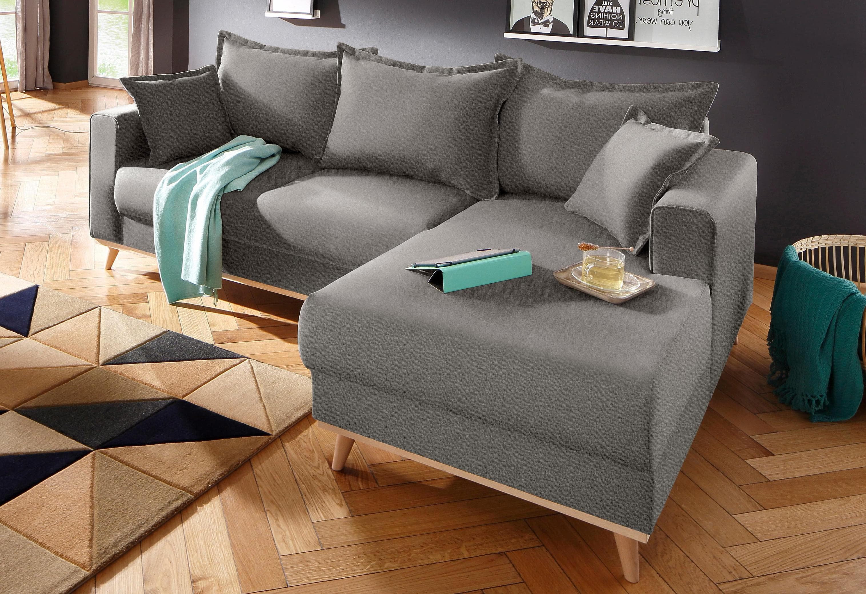 HOME AFFAIRE Ecksofa Edina L-Form Grau Skandinavisch
