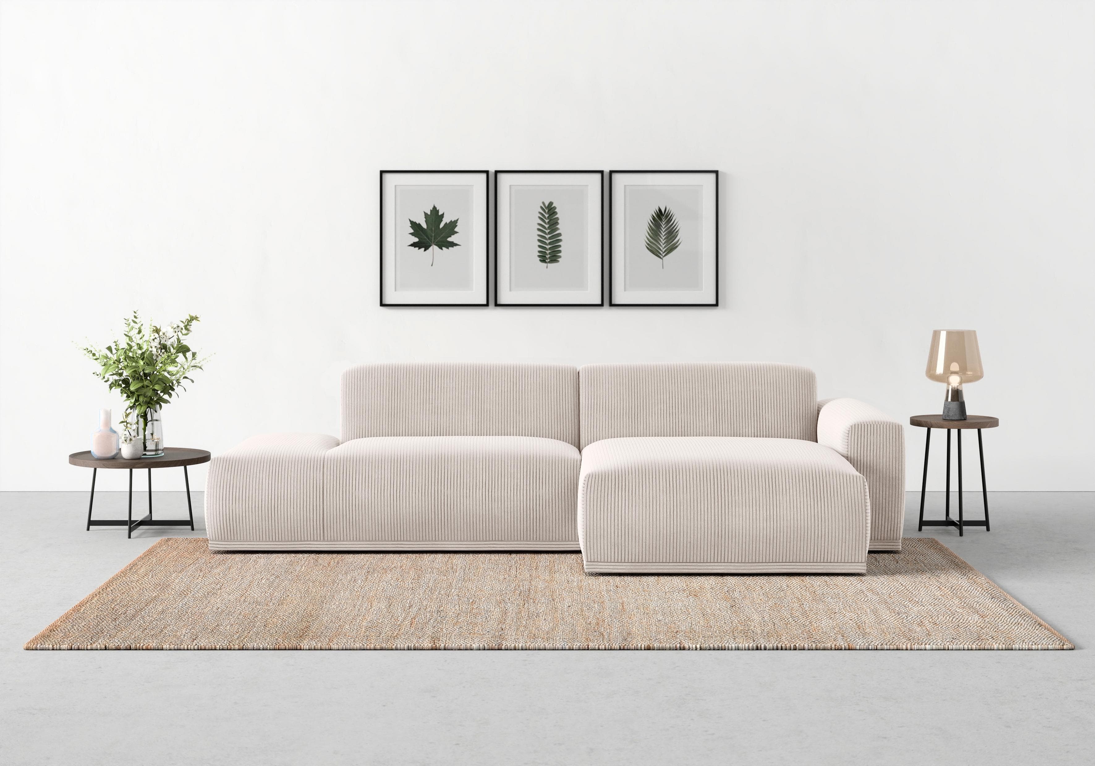 Ecksofa TRENDMANUFAKTUR Braga L-Form Beige Cord