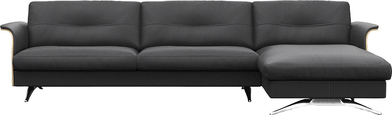 FLEXLUX Glow Ecksofa 100% Echtleder Schwarz Skandinavisch
