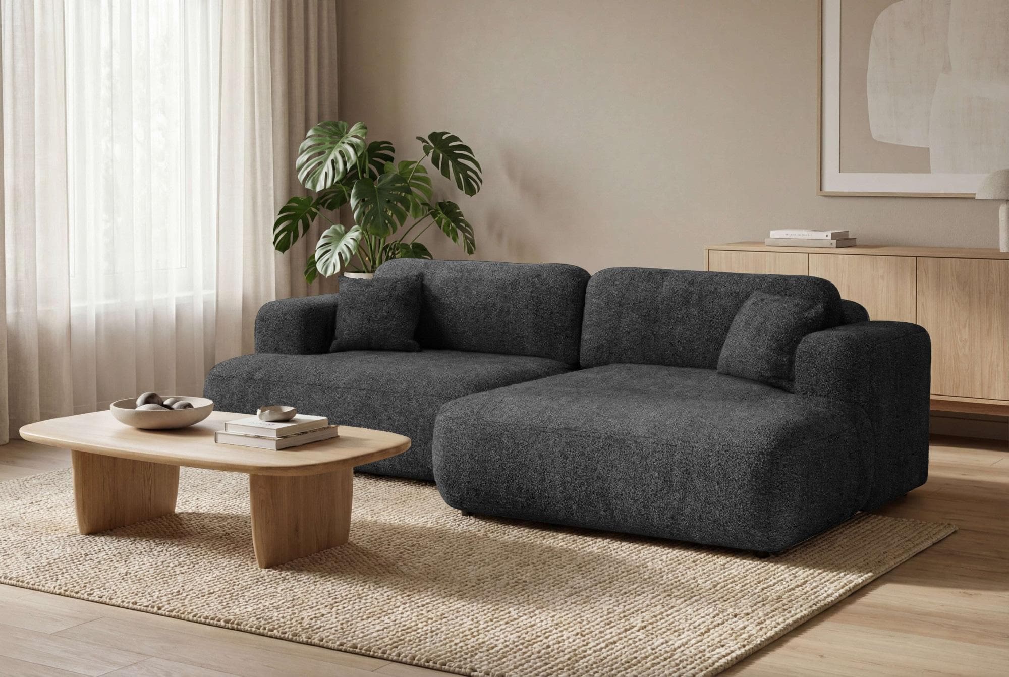 OTTO HOME Ecksofa VEEVIA L-Form Schlafsofa 256cm Anthrazit