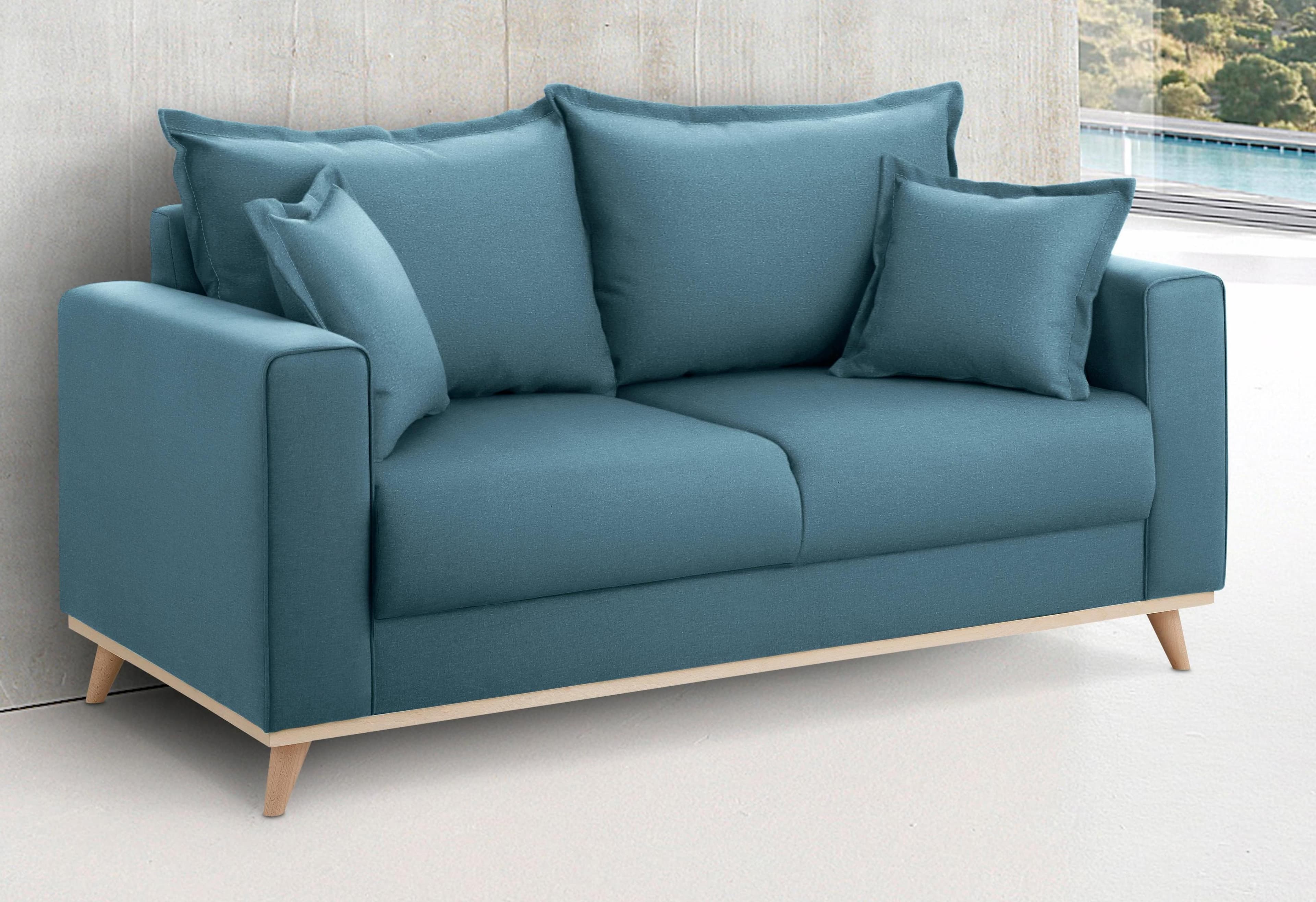 HOME AFFAIRE Edina 2-Sitzer Sofa Blau Skandinavisch
