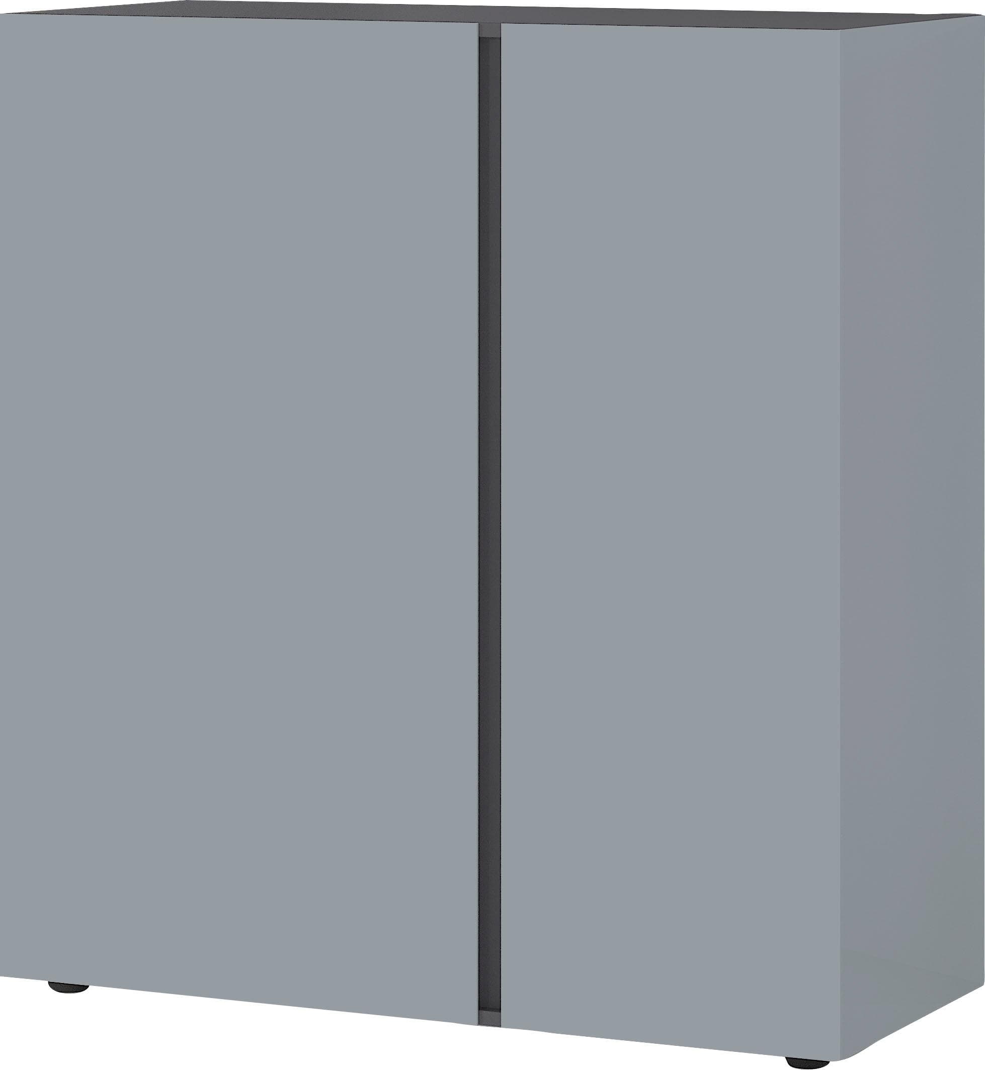 Kommode GERMANIA Mesa Graphit/Silbergrau 94x43x103 cm Sideboard Glasfronten