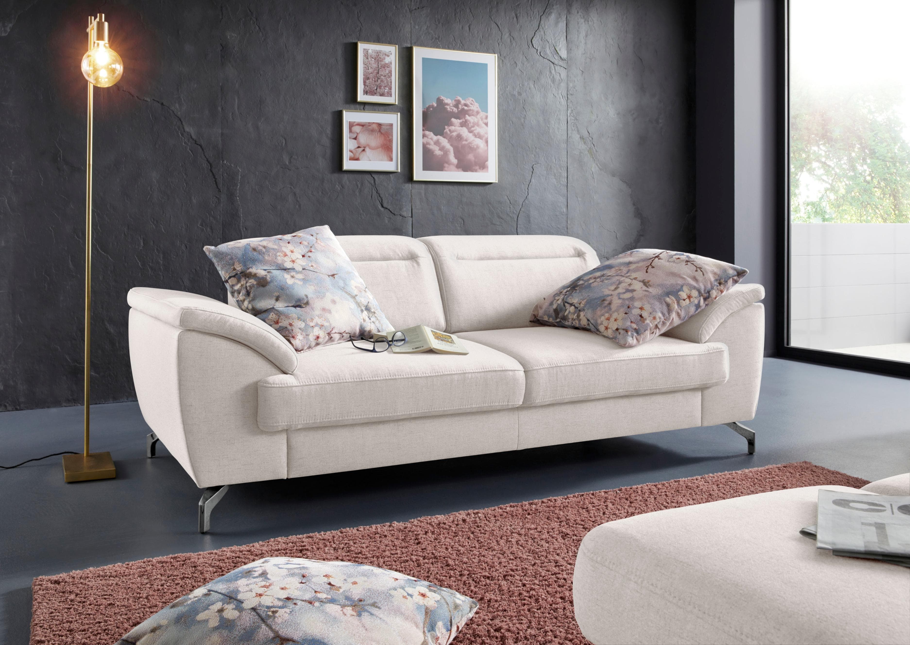 SIT & MORE Percy 2,5-Sitzer Sofa Beige mit Sitztiefenverstellung